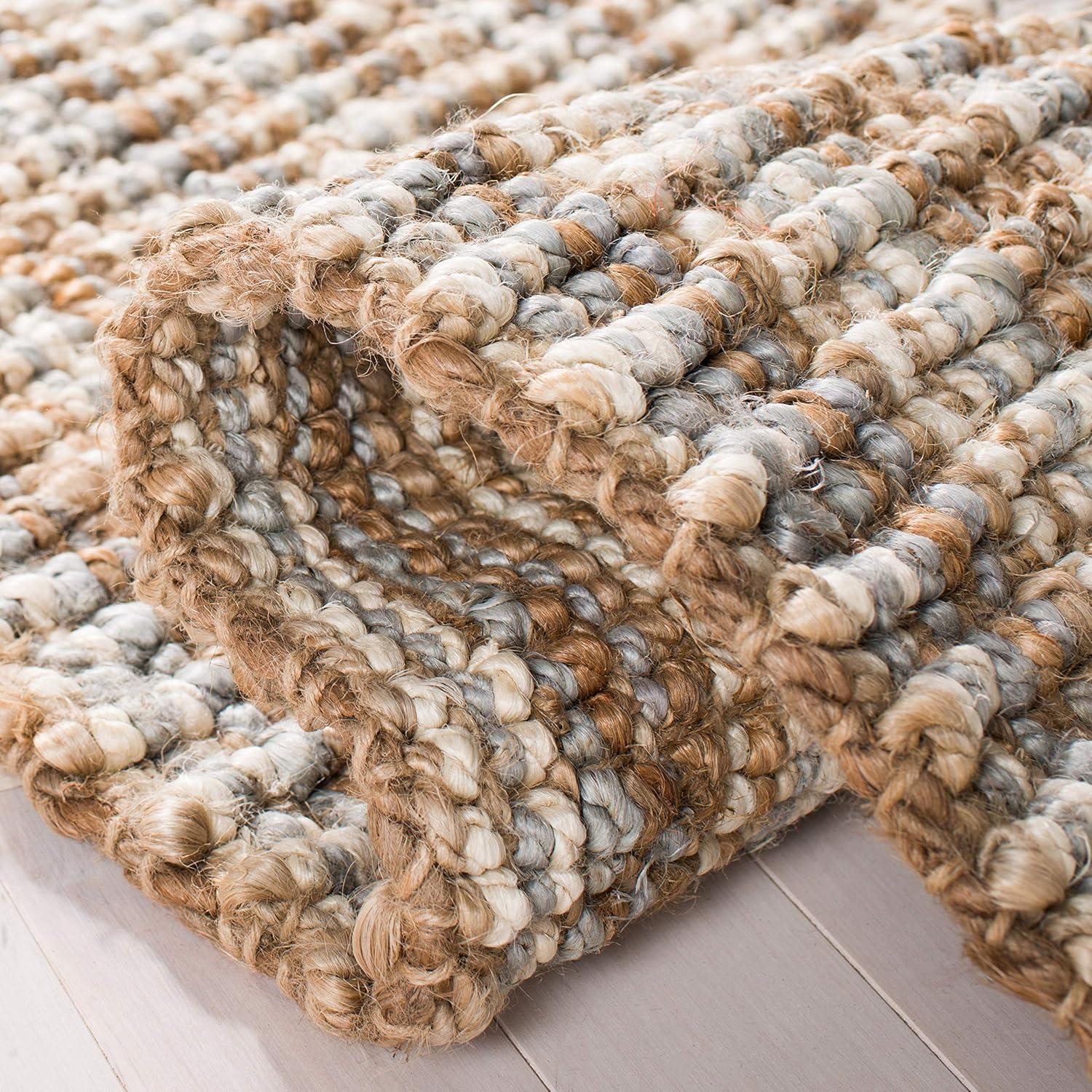image:imageSAFAVIEH Area Rug 9x12 Natural Fiber Collection Large Natural Brown Handmade Jute Farmhouse Style Chunky Textured Thick Pile NF447AGreyNatural