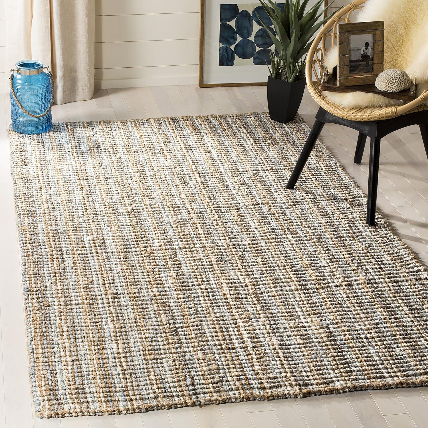 image:imageSAFAVIEH Area Rug 9x12 Natural Fiber Collection Large Natural Brown Handmade Jute Farmhouse Style Chunky Textured Thick Pile NF447AGreyNatural