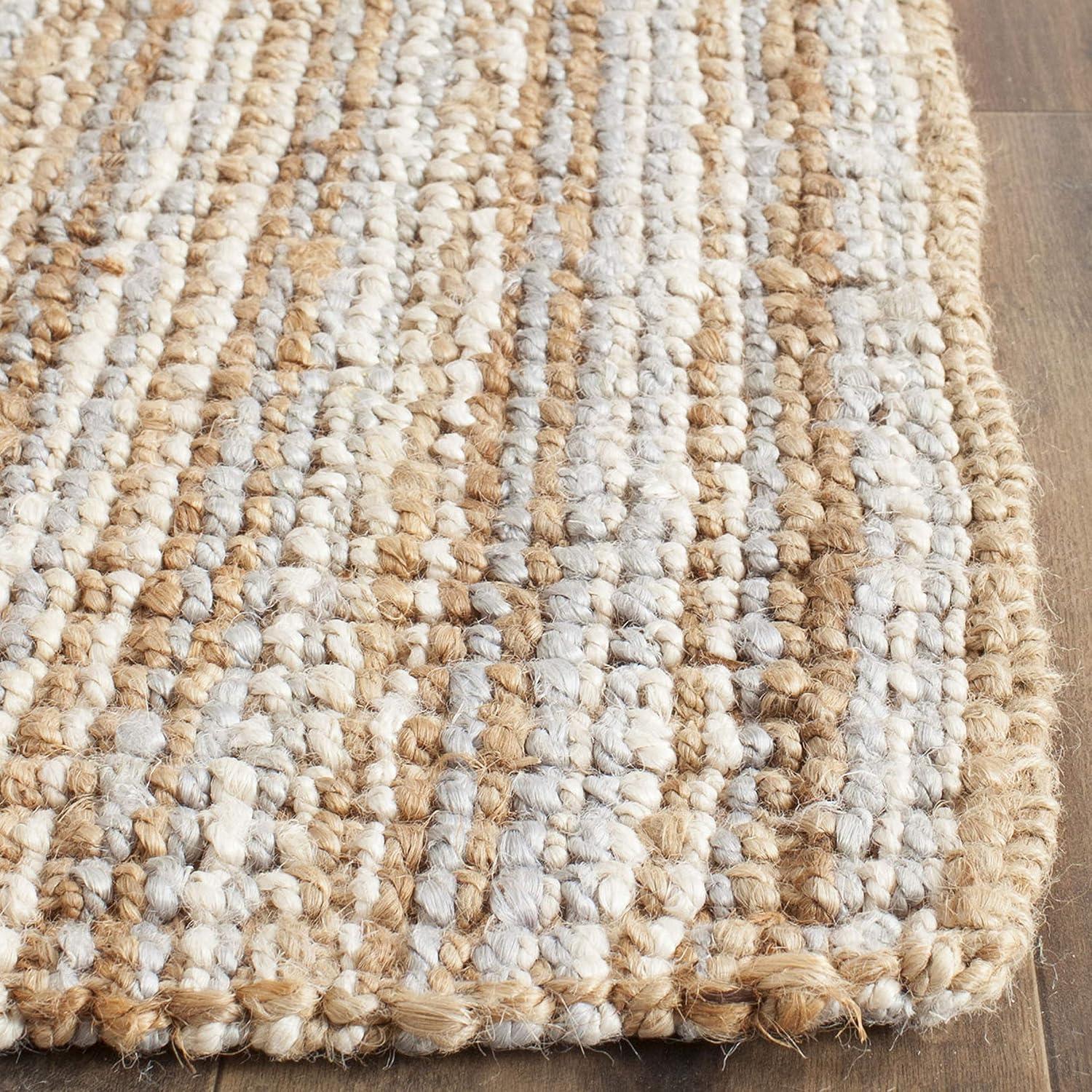 image:imageSAFAVIEH Area Rug 9x12 Natural Fiber Collection Large Natural Brown Handmade Jute Farmhouse Style Chunky Textured Thick Pile NF447AGreyNatural