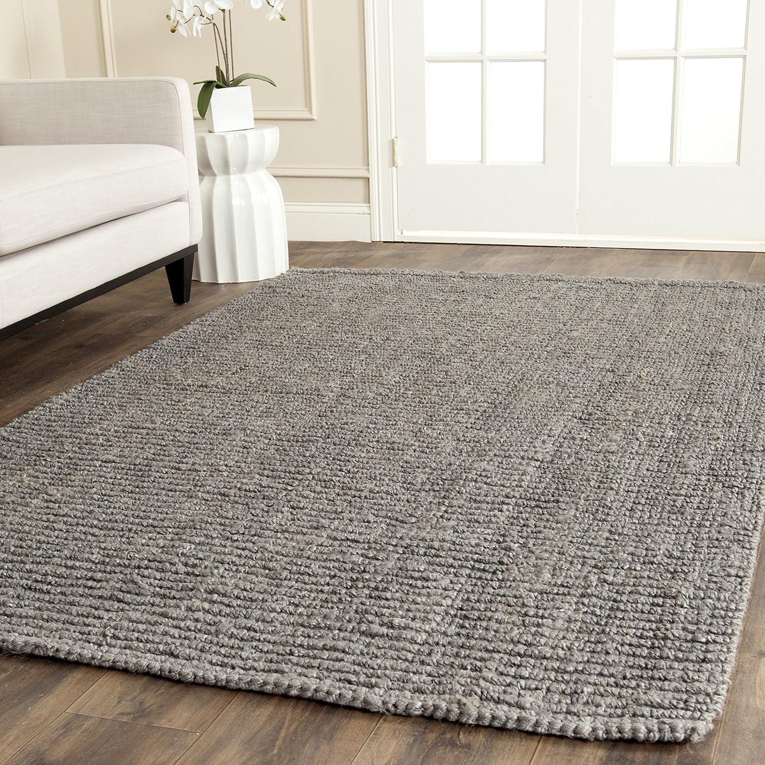 image:imageSAFAVIEH Area Rug 9x12 Natural Fiber Collection Large Natural Brown Handmade Jute Farmhouse Style Chunky Textured Thick Pile NF447ALight Grey