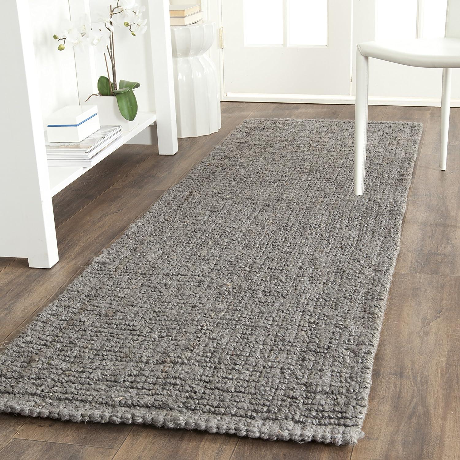image:imageSAFAVIEH Area Rug 9x12 Natural Fiber Collection Large Natural Brown Handmade Jute Farmhouse Style Chunky Textured Thick Pile NF447ALight Grey
