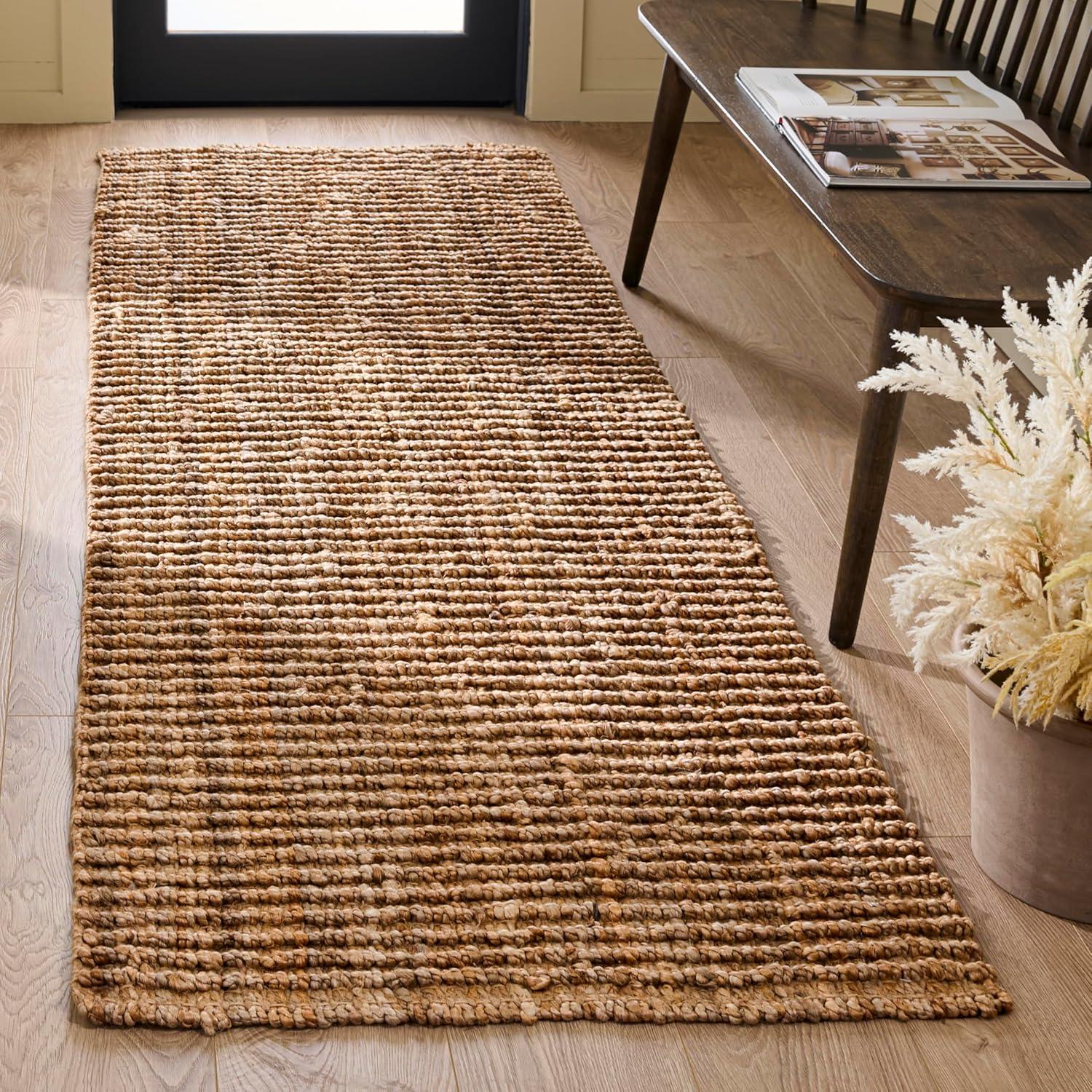 image:imageSAFAVIEH Area Rug 9x12 Natural Fiber Collection Large Natural Brown Handmade Jute Farmhouse Style Chunky Textured Thick Pile NF447ANatural