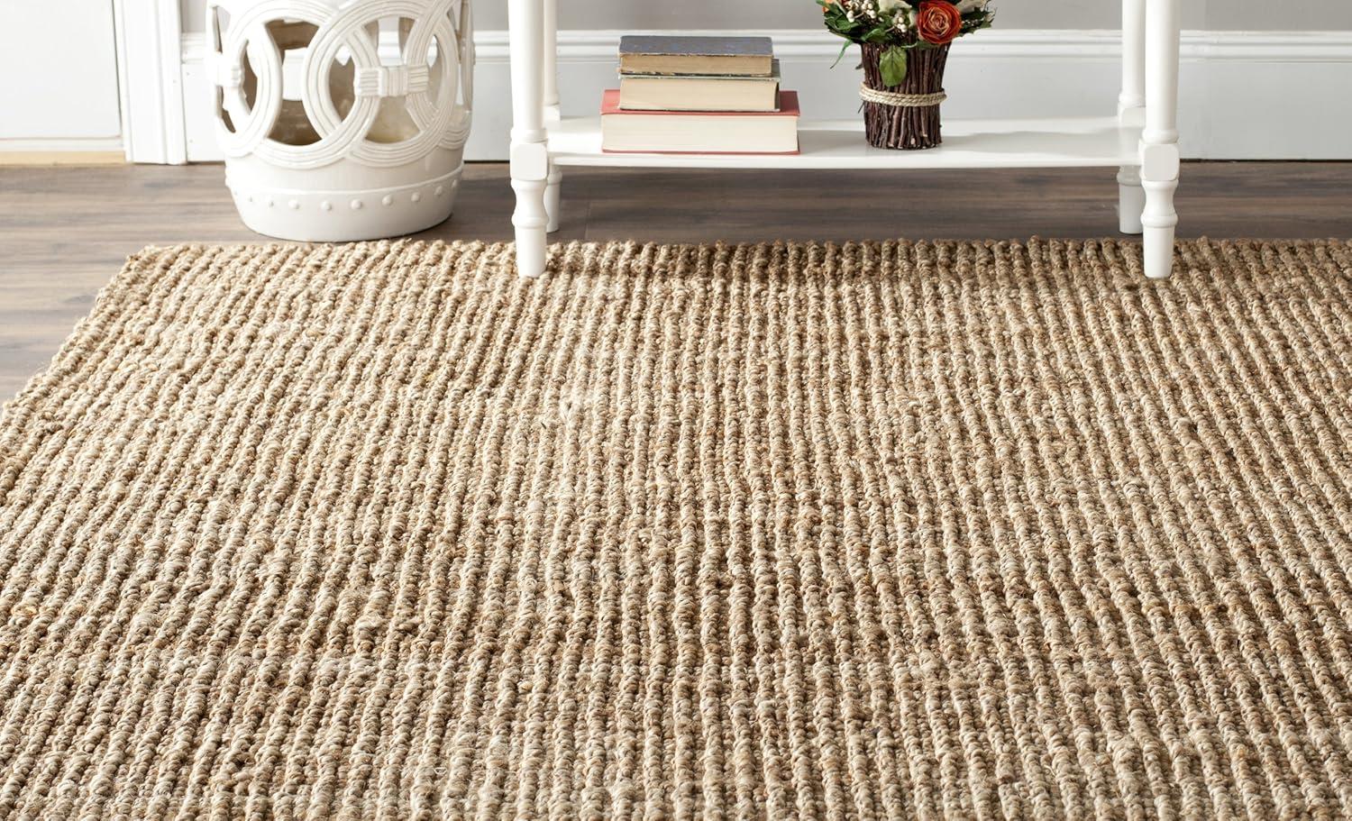 image:imageSAFAVIEH Area Rug 9x12 Natural Fiber Collection Large Natural Brown Handmade Jute Farmhouse Style Chunky Textured Thick Pile NF447ANatural