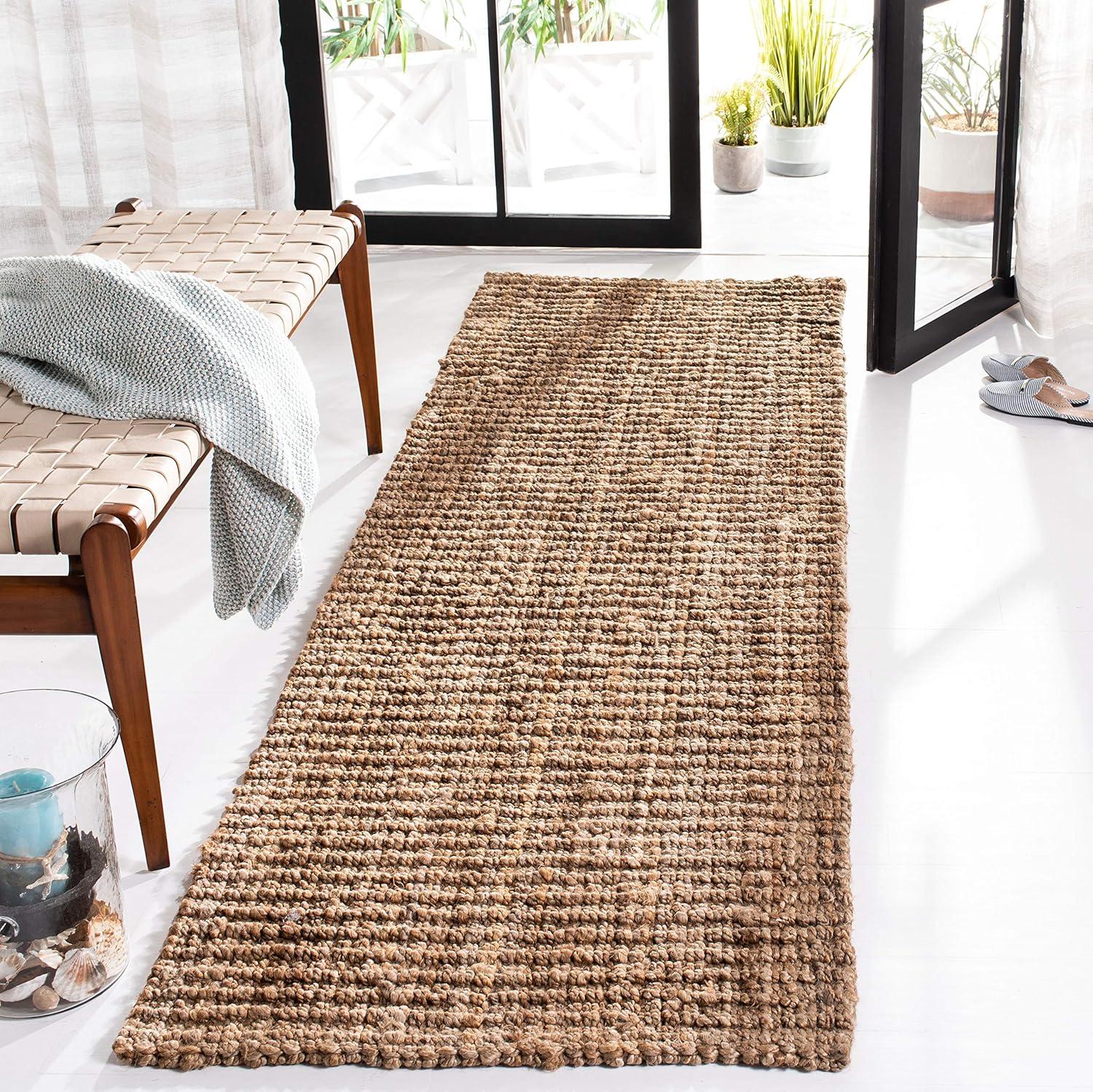 image:imageSAFAVIEH Area Rug 9x12 Natural Fiber Collection Large Natural Brown Handmade Jute Farmhouse Style Chunky Textured Thick Pile NF447ANatural