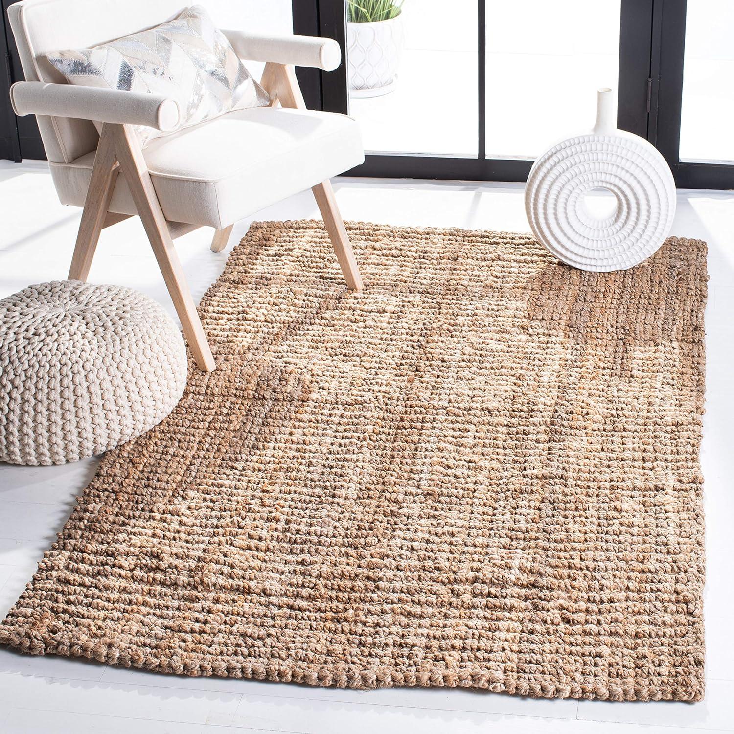 image:imageSAFAVIEH Area Rug 9x12 Natural Fiber Collection Large Natural Brown Handmade Jute Farmhouse Style Chunky Textured Thick Pile NF447ANatural