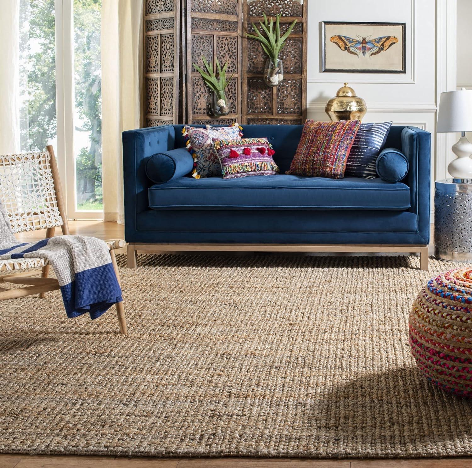 image:imageSAFAVIEH Area Rug 9x12 Natural Fiber Collection Large Natural Brown Handmade Jute Farmhouse Style Chunky Textured Thick Pile NF447ANatural