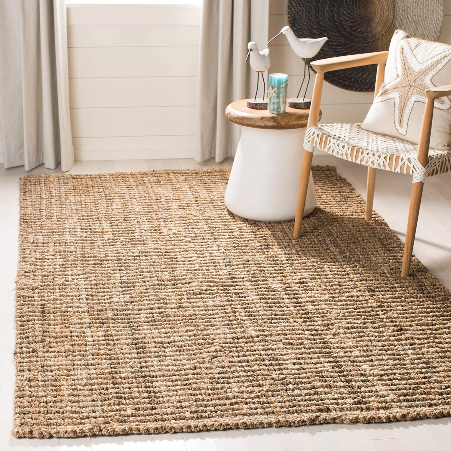 image:imageSAFAVIEH Area Rug 9x12 Natural Fiber Collection Large Natural Brown Handmade Jute Farmhouse Style Chunky Textured Thick Pile NF447ANatural
