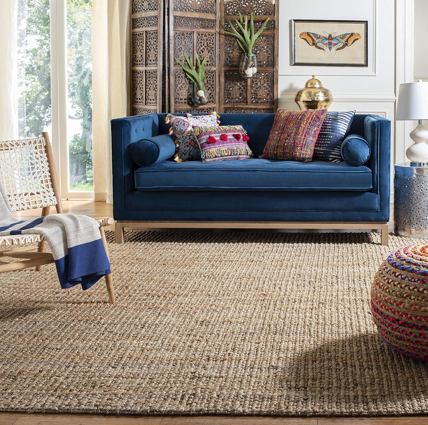 image:imageSAFAVIEH Area Rug 9x12 Natural Fiber Collection Large Natural Brown Handmade Jute Farmhouse Style Chunky Textured Thick Pile NF447ANatural