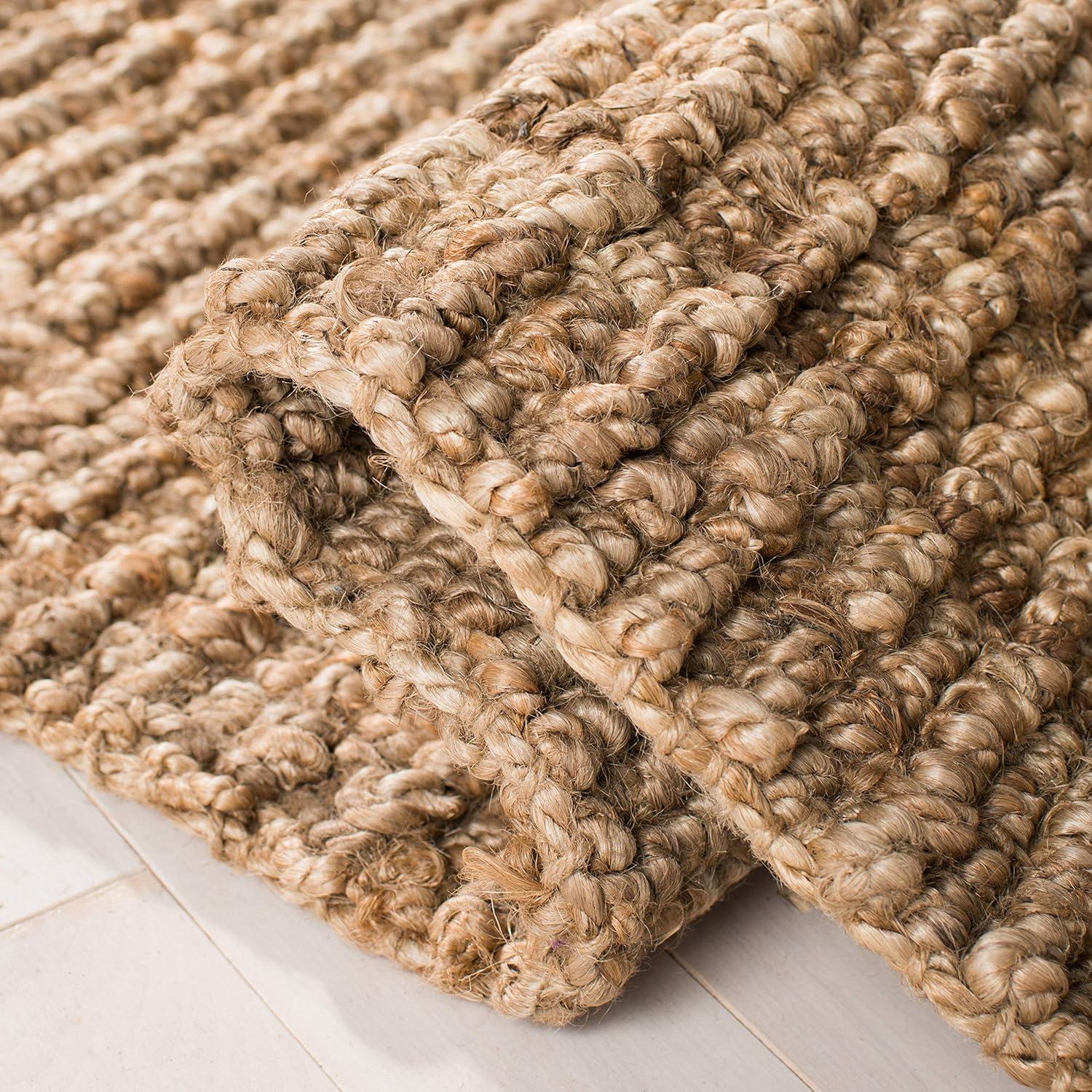 image:imageSAFAVIEH Area Rug 9x12 Natural Fiber Collection Large Natural Brown Handmade Jute Farmhouse Style Chunky Textured Thick Pile NF447ANatural