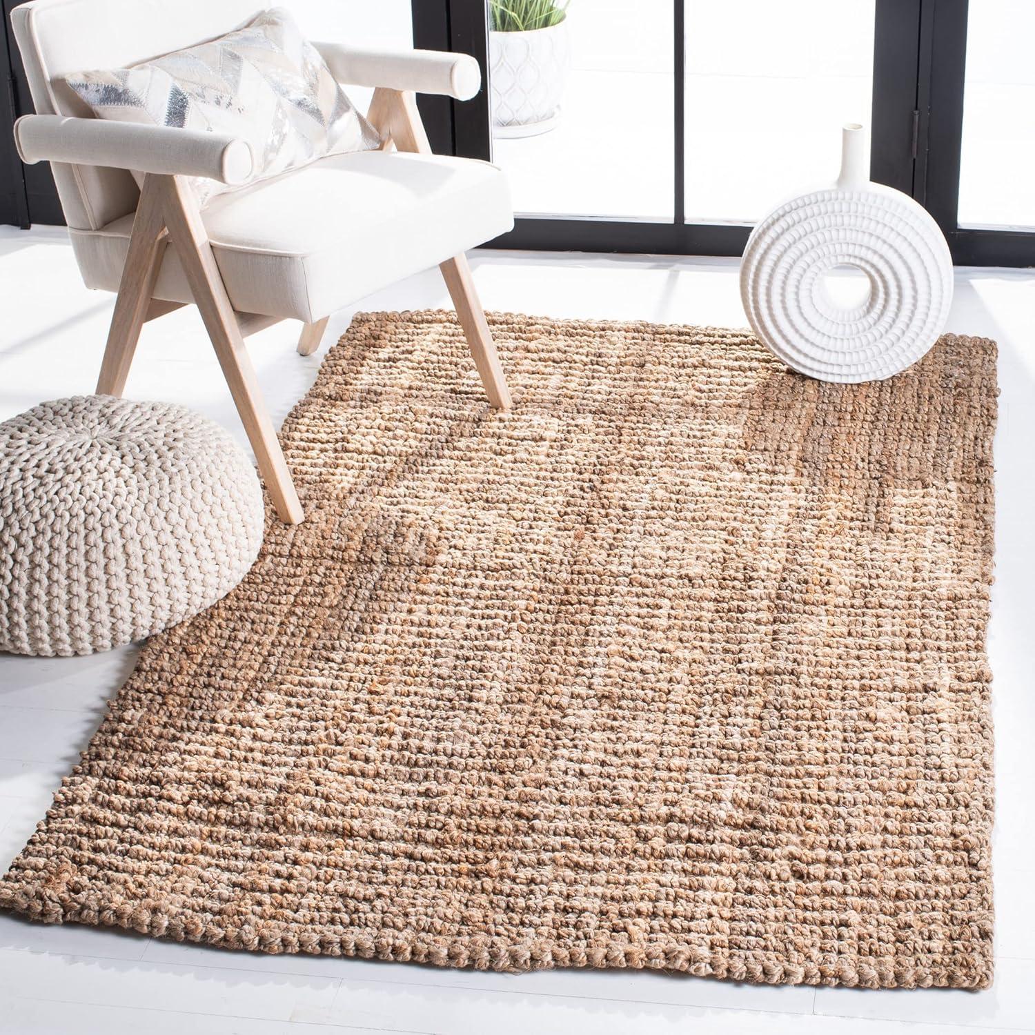 image:imageSAFAVIEH Area Rug 9x12 Natural Fiber Collection Large Natural Brown Handmade Jute Farmhouse Style Chunky Textured Thick Pile NF447ANatural