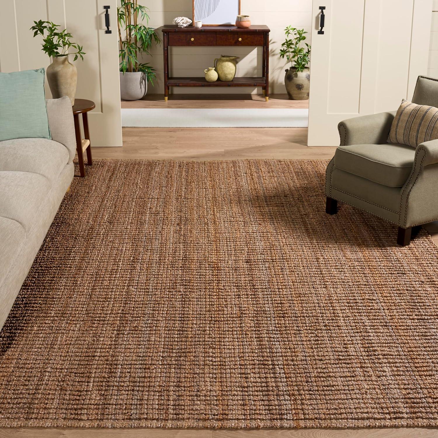 image:imageSAFAVIEH Area Rug 9x12 Natural Fiber Collection Large Natural Brown Handmade Jute Farmhouse Style Chunky Textured Thick Pile NF447ANatural
