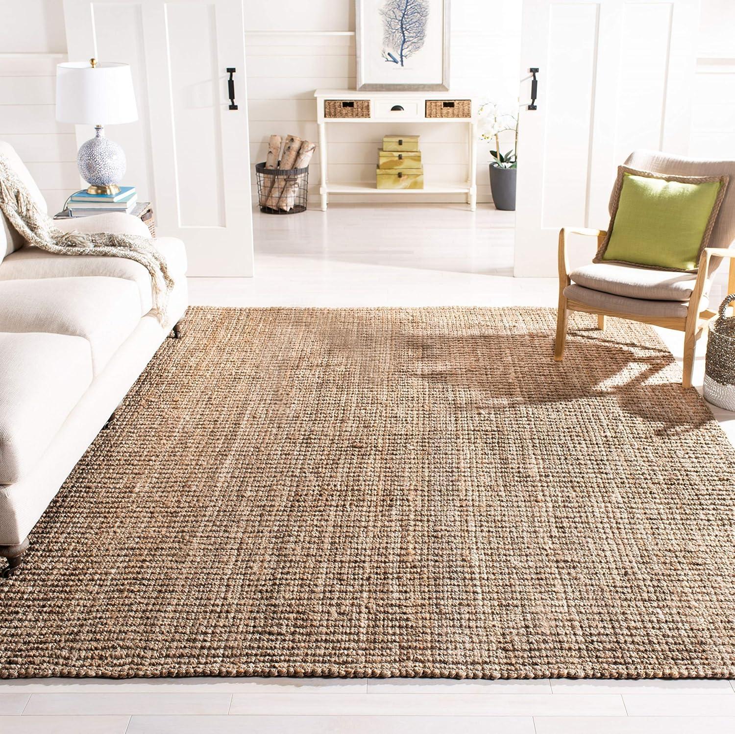 image:imageSAFAVIEH Area Rug 9x12 Natural Fiber Collection Large Natural Brown Handmade Jute Farmhouse Style Chunky Textured Thick Pile NF447ANaturalGrey