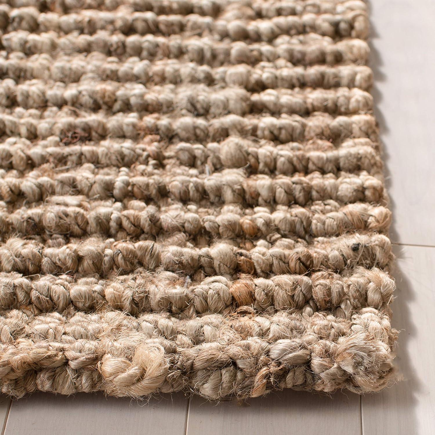 image:imageSAFAVIEH Area Rug 9x12 Natural Fiber Collection Large Natural Brown Handmade Jute Farmhouse Style Chunky Textured Thick Pile NF447ANaturalGrey