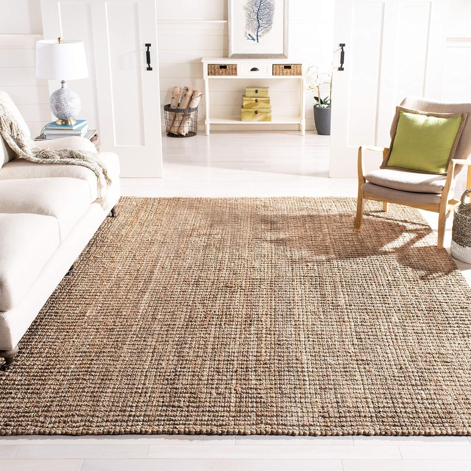 image:imageSAFAVIEH Area Rug 9x12 Natural Fiber Collection Large Natural Brown Handmade Jute Farmhouse Style Chunky Textured Thick Pile NF447ANaturalGrey