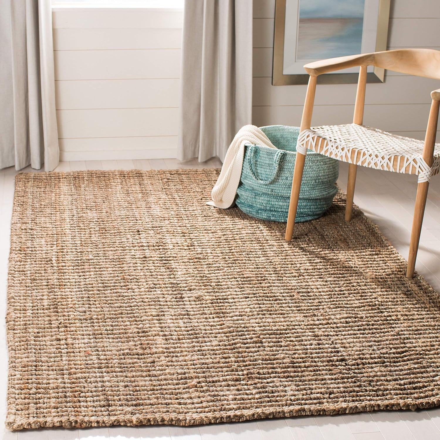 image:imageSAFAVIEH Area Rug 9x12 Natural Fiber Collection Large Natural Brown Handmade Jute Farmhouse Style Chunky Textured Thick Pile NF447ANaturalGrey