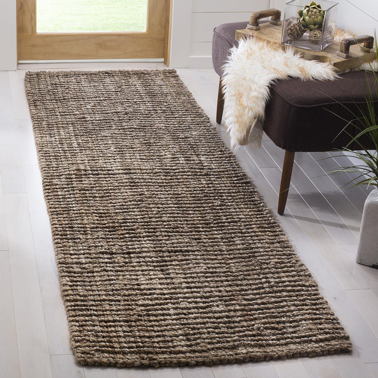 image:imageSAFAVIEH Area Rug 9x12 Natural Fiber Collection Large Natural Brown Handmade Jute Farmhouse Style Chunky Textured Thick Pile NF447ANaturalGrey