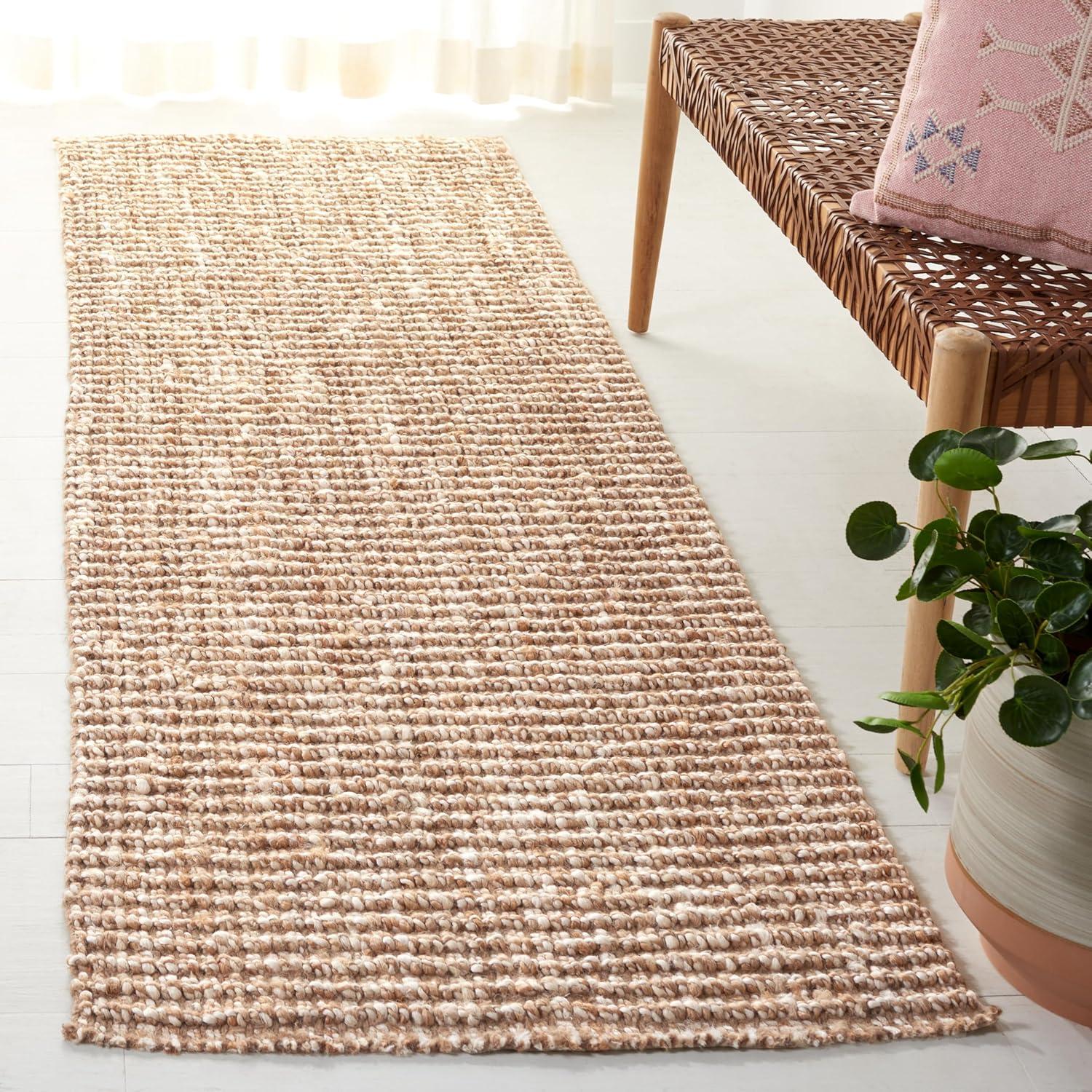 image:imageSAFAVIEH Area Rug 9x12 Natural Fiber Collection Large Natural Brown Handmade Jute Farmhouse Style Chunky Textured Thick Pile NF447ANaturalIvory