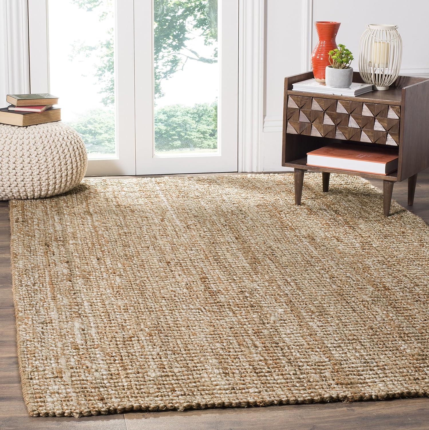 image:imageSAFAVIEH Area Rug 9x12 Natural Fiber Collection Large Natural Brown Handmade Jute Farmhouse Style Chunky Textured Thick Pile NF447ANaturalIvory