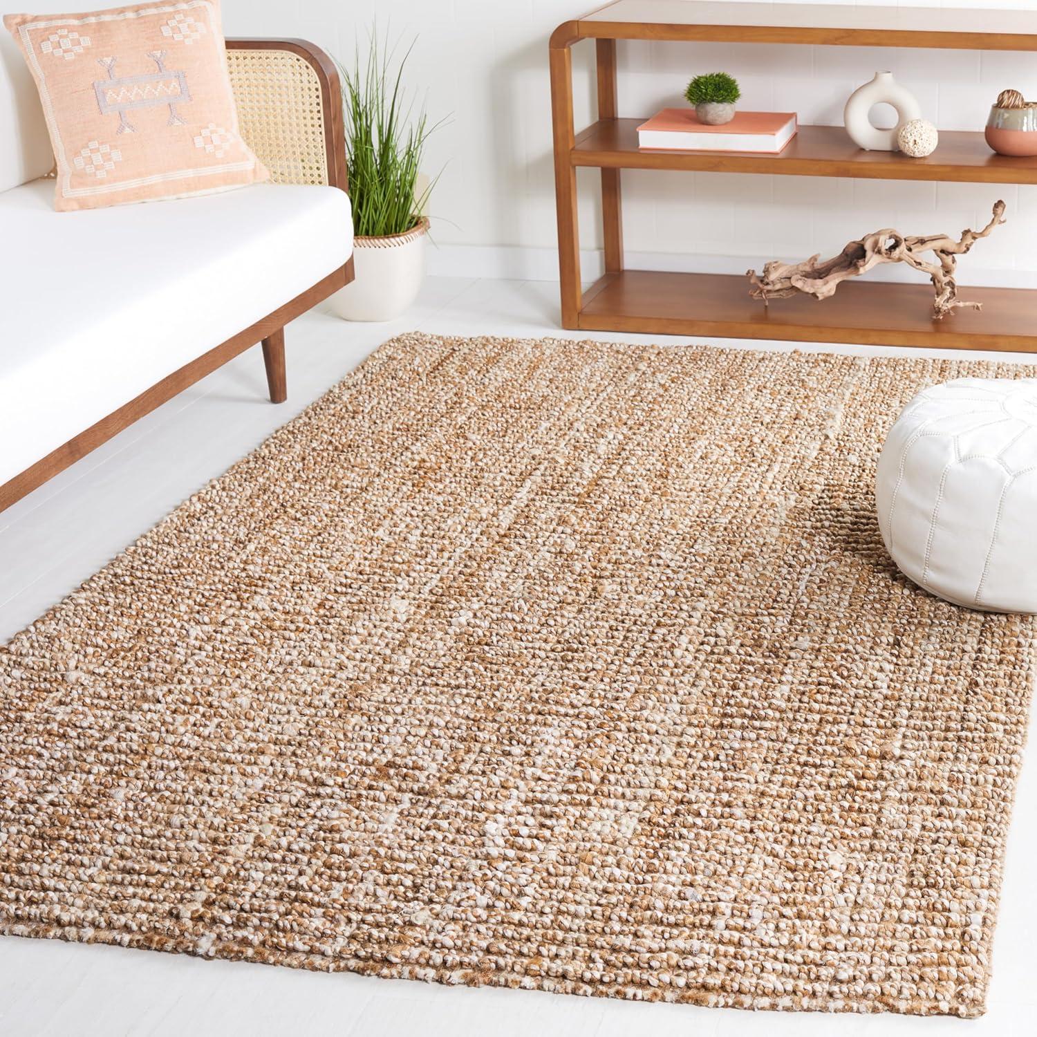 image:imageSAFAVIEH Area Rug 9x12 Natural Fiber Collection Large Natural Brown Handmade Jute Farmhouse Style Chunky Textured Thick Pile NF447ANaturalIvory