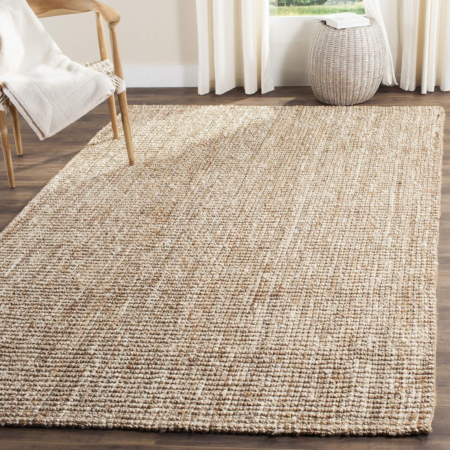 image:imageSAFAVIEH Area Rug 9x12 Natural Fiber Collection Large Natural Brown Handmade Jute Farmhouse Style Chunky Textured Thick Pile NF447ANaturalIvory