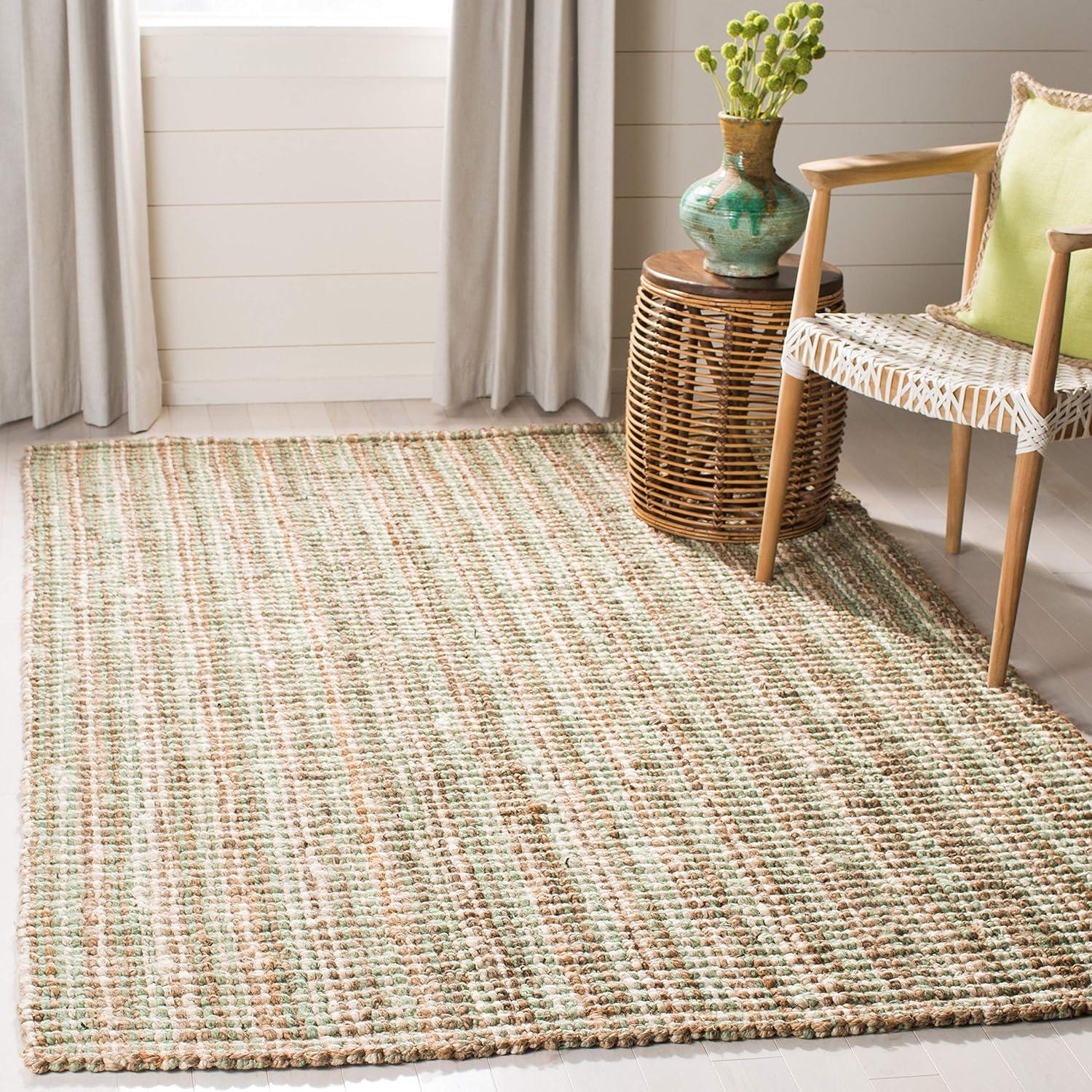 image:imageSAFAVIEH Area Rug 9x12 Natural Fiber Collection Large Natural Brown Handmade Jute Farmhouse Style Chunky Textured Thick Pile NF447ASageNatural