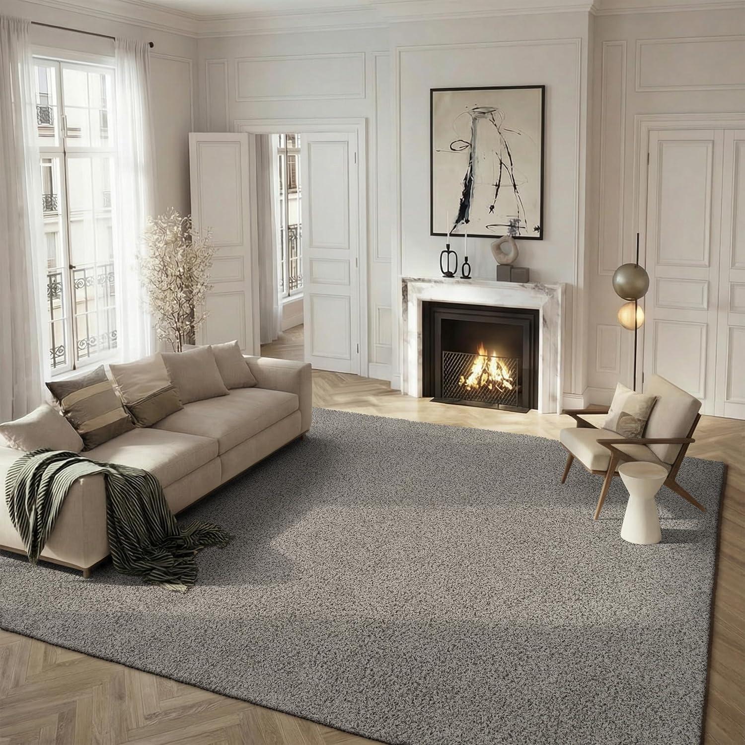 image:imageSAFAVIEH Athens Shag Collection Area Rug 51 x 76 Dark Grey NonShedding amp Easy to Clean Ideal for Living Room Bedroom Dining Space SGA119CLight Grey