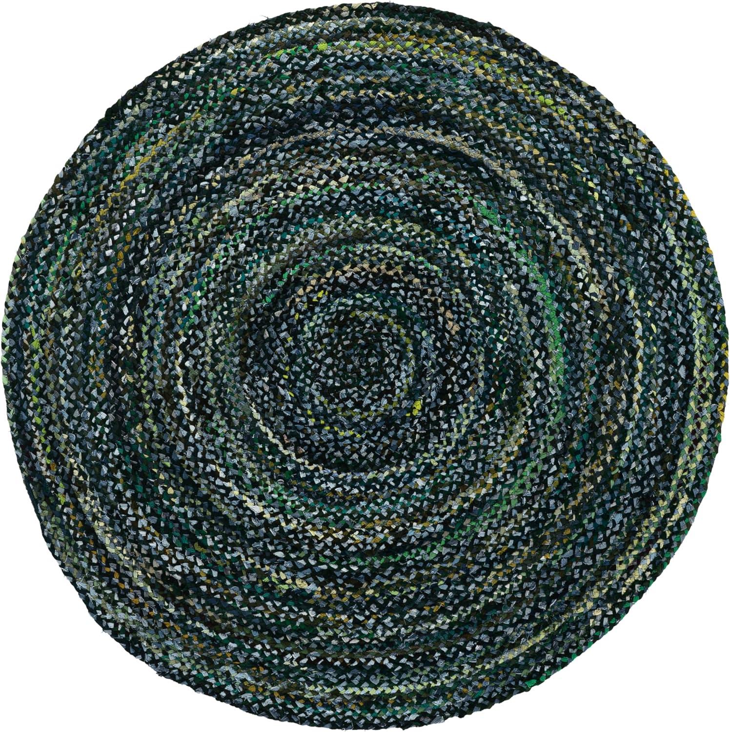 image:imageSAFAVIEH Braided Collection Accent Rug 3 x 5 Red amp Multi Handmade Woven Cotton Boho Reversible Style Ideal for Living Room Bedroom BRD210ADark GreenBlue