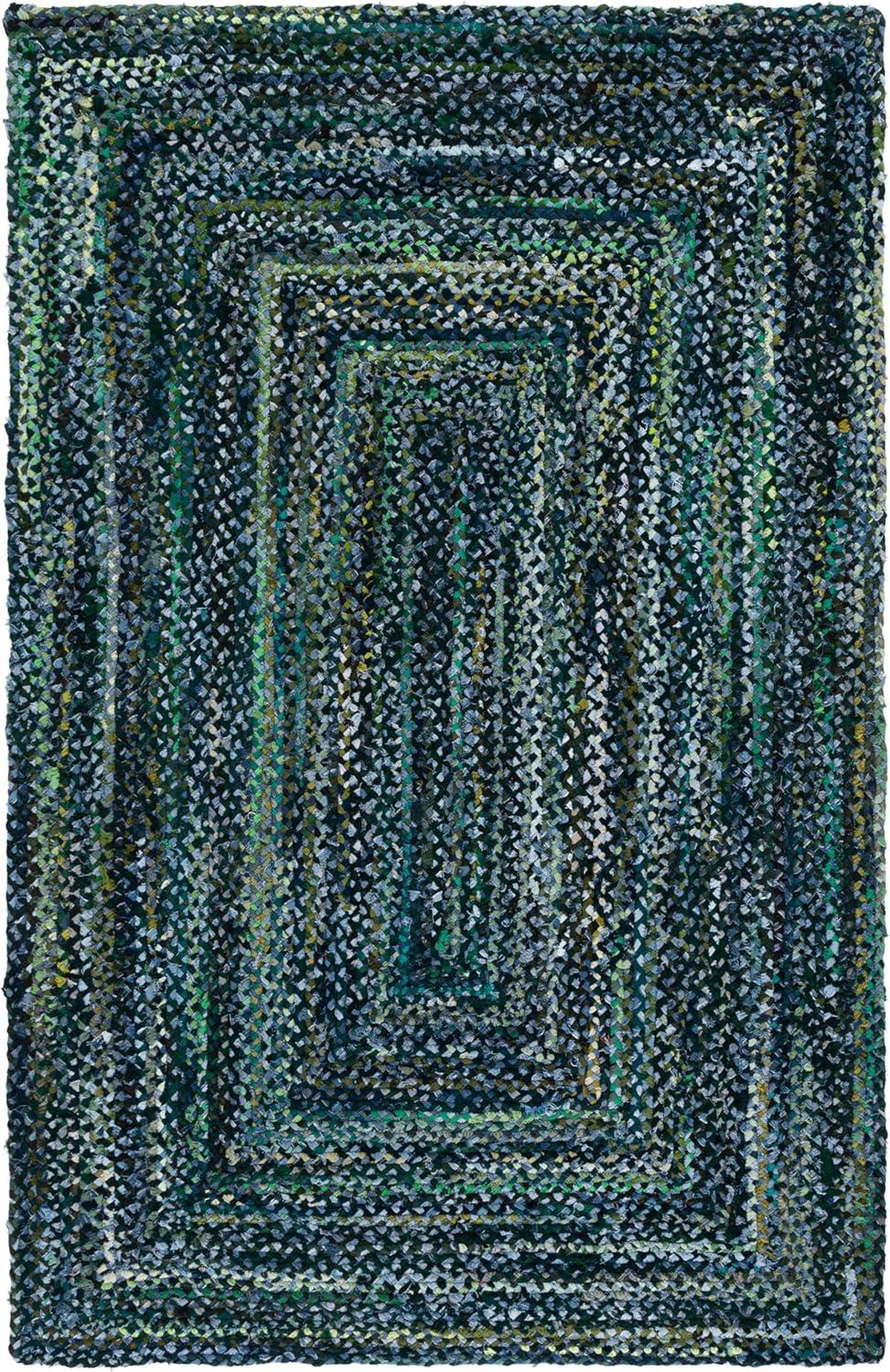 image:imageSAFAVIEH Braided Collection Accent Rug 3 x 5 Red amp Multi Handmade Woven Cotton Boho Reversible Style Ideal for Living Room Bedroom BRD210ADark GreenBlue