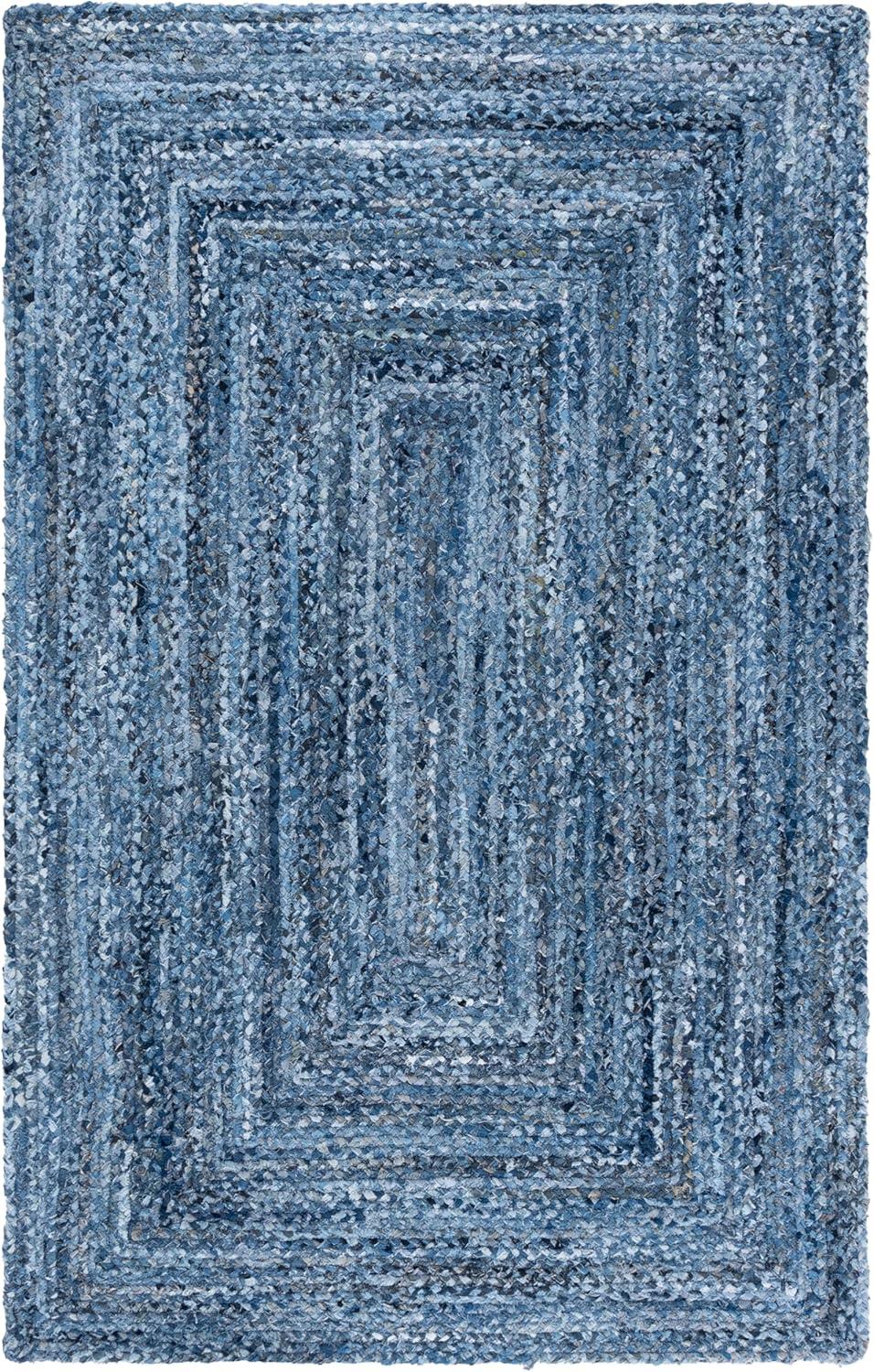 image:imageSAFAVIEH Braided Collection Accent Rug 3 x 5 Red amp Multi Handmade Woven Cotton Boho Reversible Style Ideal for Living Room Bedroom BRD210ADenimBlue
