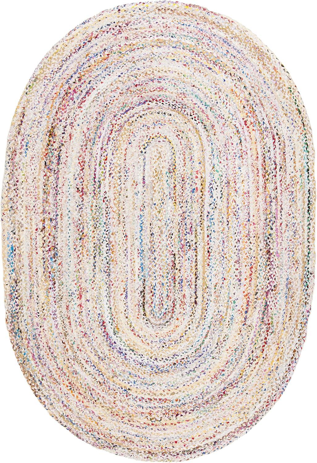 image:imageSAFAVIEH Braided Collection Accent Rug 3 x 5 Red amp Multi Handmade Woven Cotton Boho Reversible Style Ideal for Living Room Bedroom BRD210AIvoryMulti