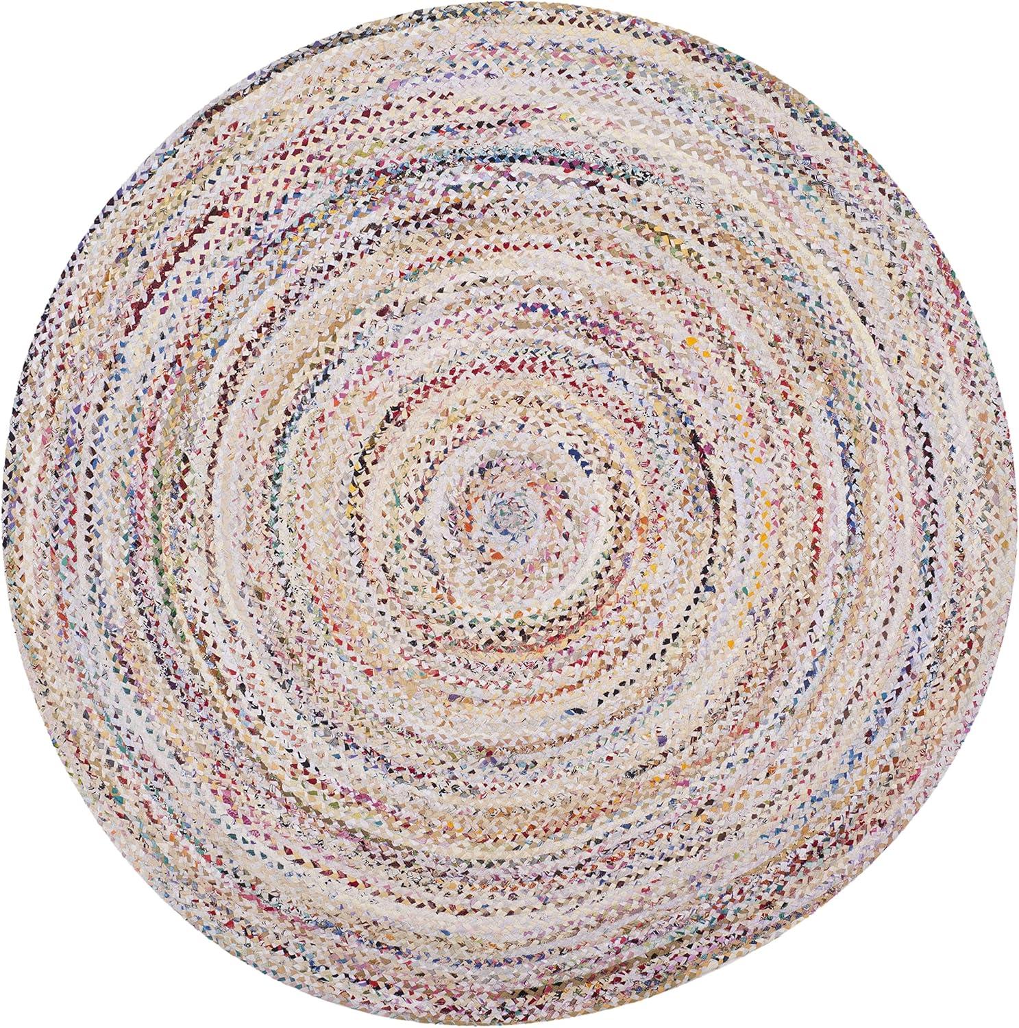 image:imageSAFAVIEH Braided Collection Accent Rug 3 x 5 Red amp Multi Handmade Woven Cotton Boho Reversible Style Ideal for Living Room Bedroom BRD210AIvoryMulti