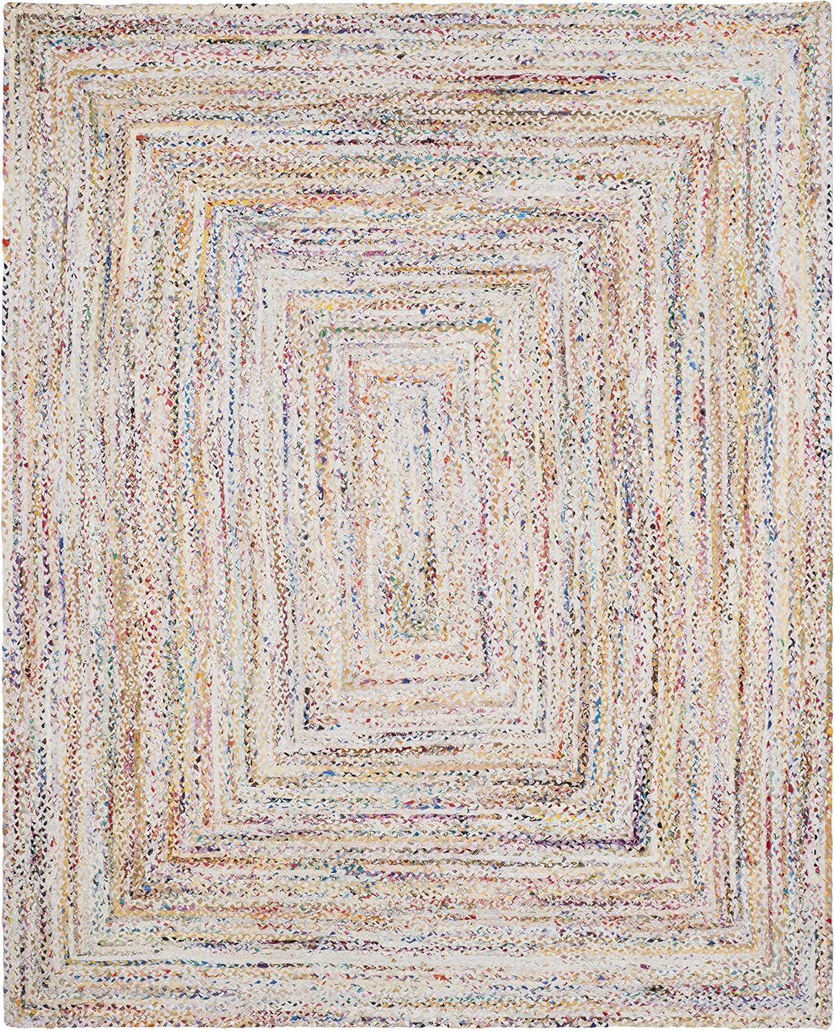 image:imageSAFAVIEH Braided Collection Accent Rug 3 x 5 Red amp Multi Handmade Woven Cotton Boho Reversible Style Ideal for Living Room Bedroom BRD210AIvoryMulti