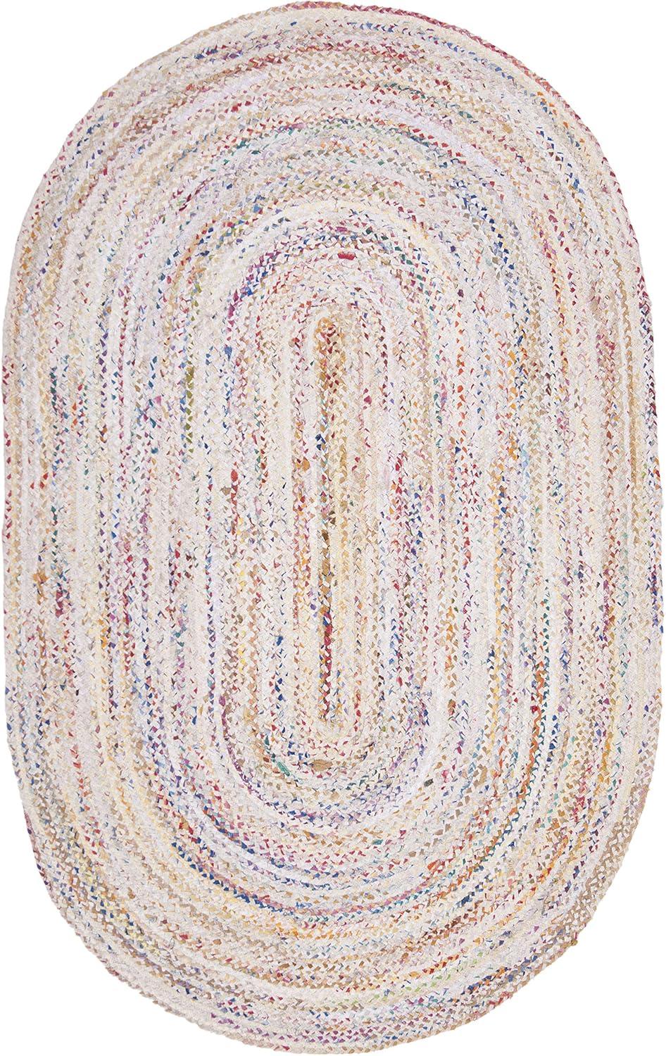 image:imageSAFAVIEH Braided Collection Accent Rug 3 x 5 Red amp Multi Handmade Woven Cotton Boho Reversible Style Ideal for Living Room Bedroom BRD210AIvoryMulti
