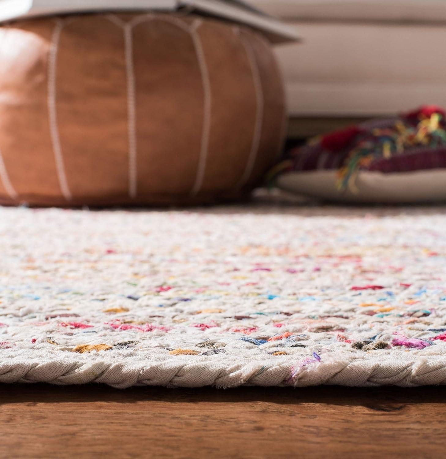 image:imageSAFAVIEH Braided Collection Accent Rug 3 x 5 Red amp Multi Handmade Woven Cotton Boho Reversible Style Ideal for Living Room Bedroom BRD210AIvoryMulti