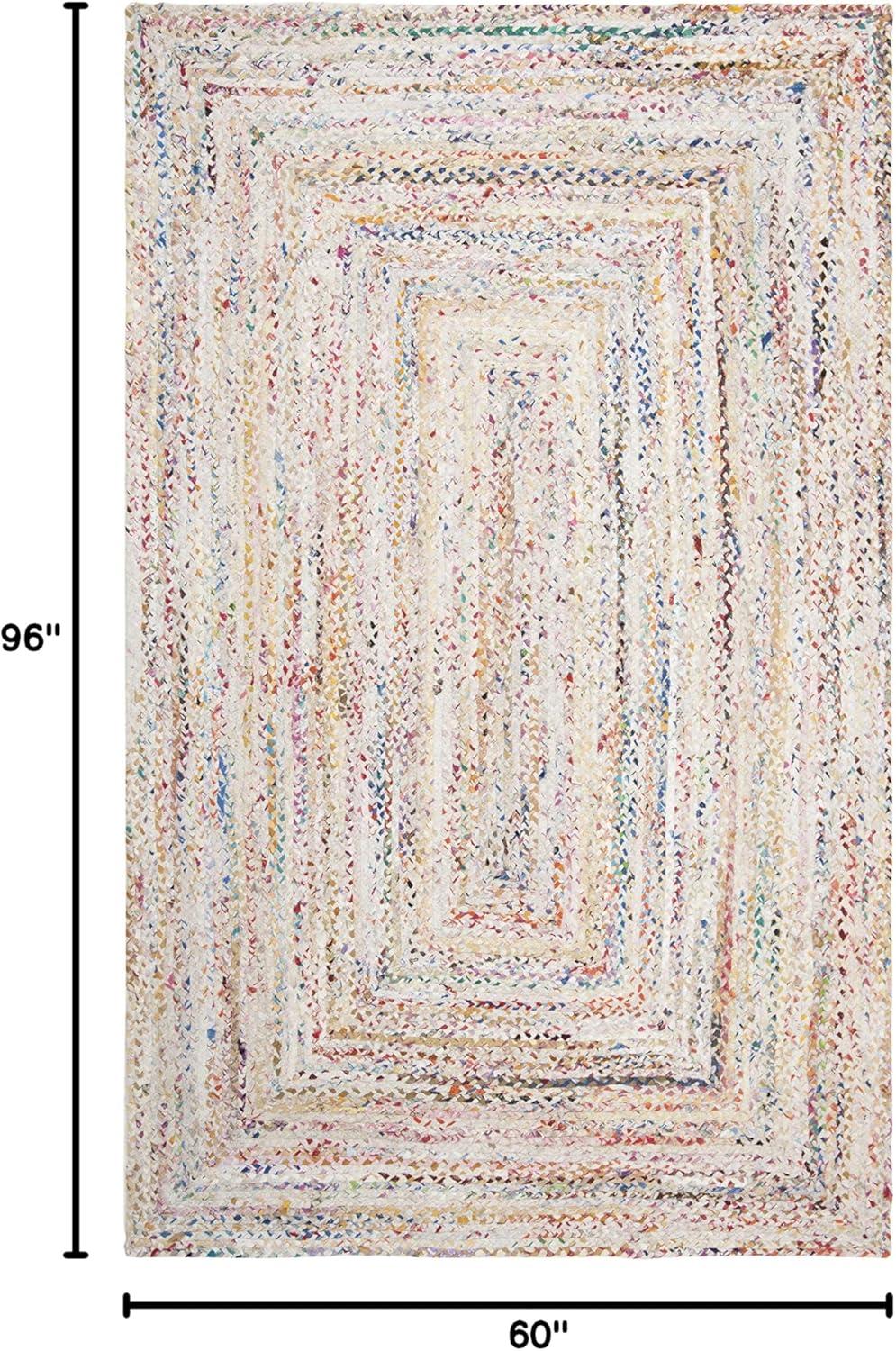 image:imageSAFAVIEH Braided Collection Accent Rug 3 x 5 Red amp Multi Handmade Woven Cotton Boho Reversible Style Ideal for Living Room Bedroom BRD210AIvoryMulti