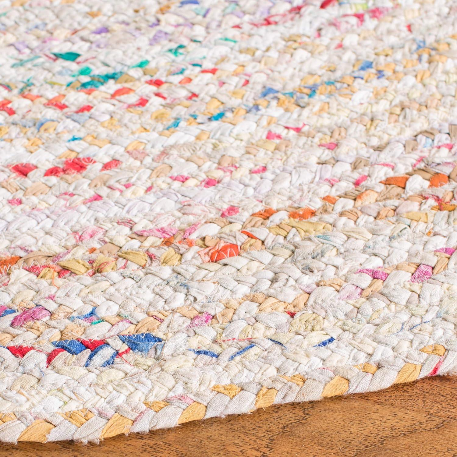 image:imageSAFAVIEH Braided Collection Accent Rug 3 x 5 Red amp Multi Handmade Woven Cotton Boho Reversible Style Ideal for Living Room Bedroom BRD210AIvoryMulti