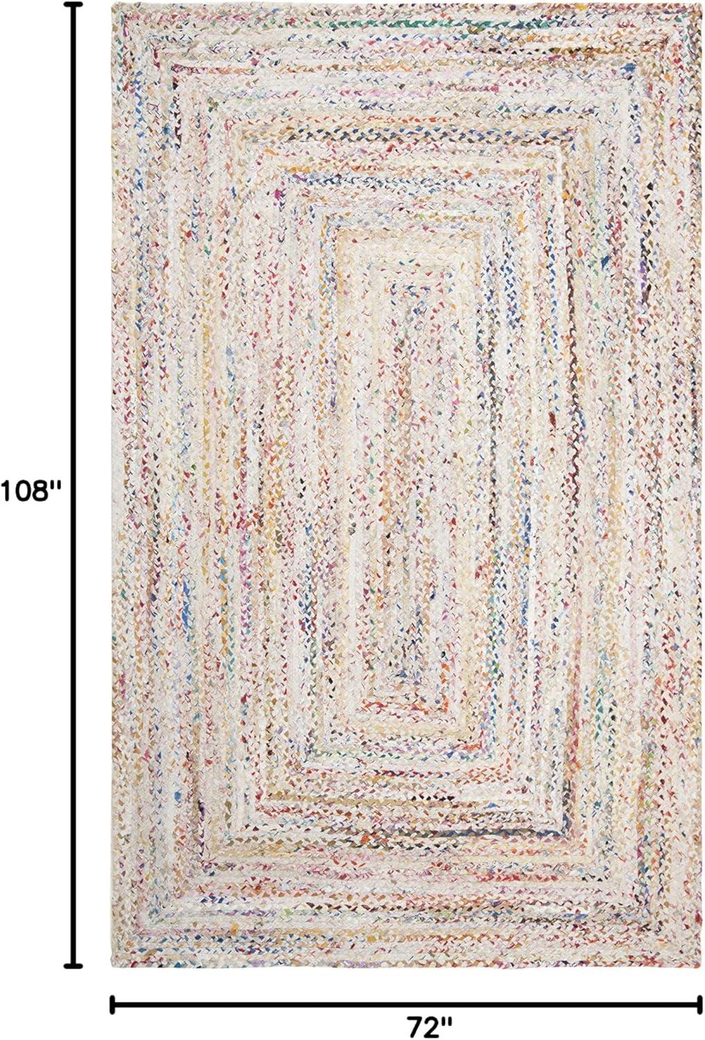image:imageSAFAVIEH Braided Collection Accent Rug 3 x 5 Red amp Multi Handmade Woven Cotton Boho Reversible Style Ideal for Living Room Bedroom BRD210AIvoryMulti