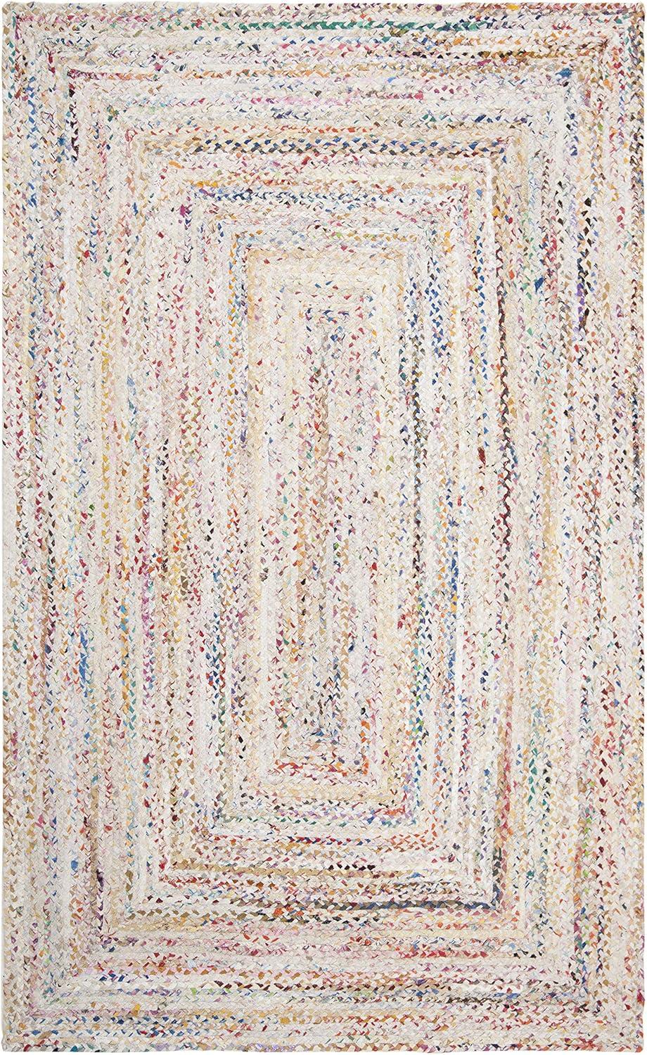 image:imageSAFAVIEH Braided Collection Accent Rug 3 x 5 Red amp Multi Handmade Woven Cotton Boho Reversible Style Ideal for Living Room Bedroom BRD210AIvoryMulti