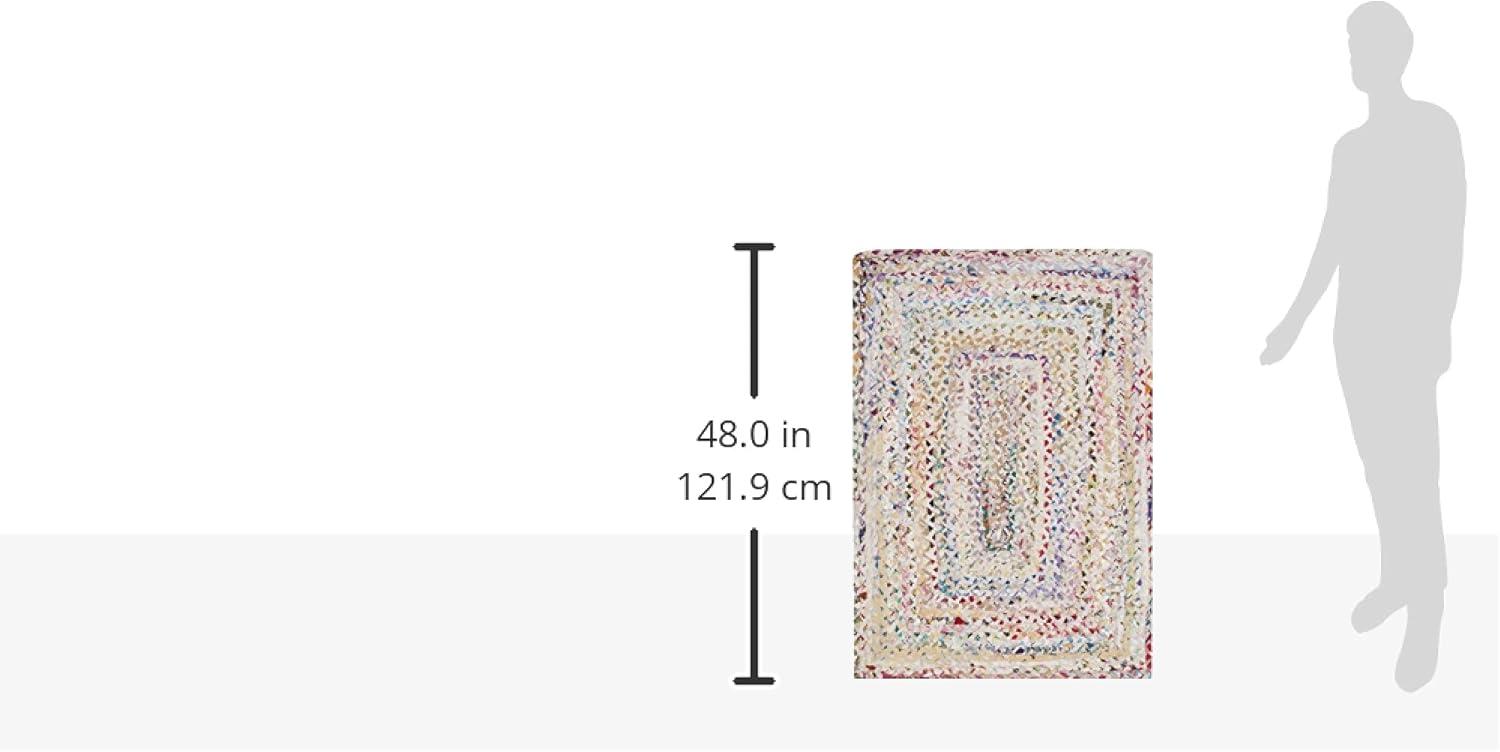 image:imageSAFAVIEH Braided Collection Accent Rug 3 x 5 Red amp Multi Handmade Woven Cotton Boho Reversible Style Ideal for Living Room Bedroom BRD210AIvoryMulti