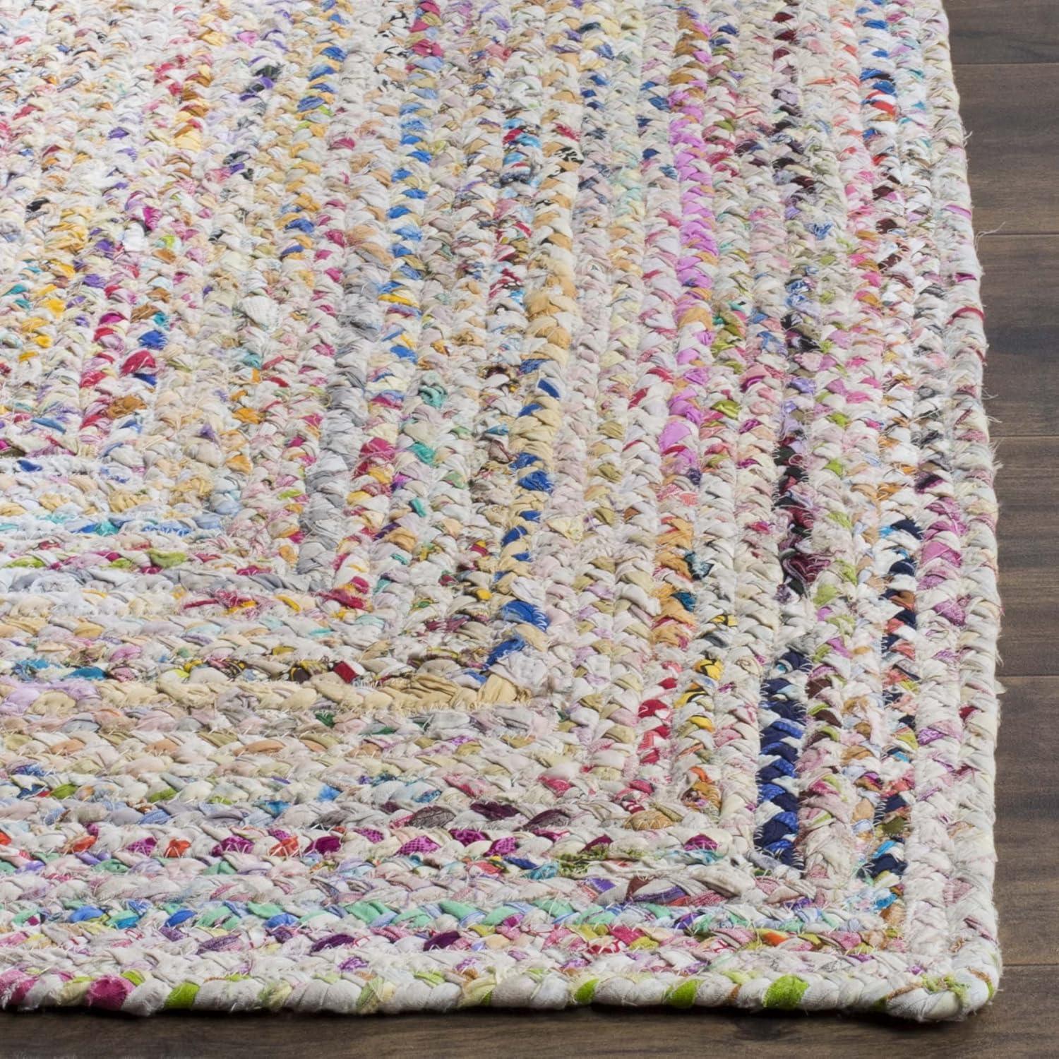 image:imageSAFAVIEH Braided Collection Accent Rug 3 x 5 Red amp Multi Handmade Woven Cotton Boho Reversible Style Ideal for Living Room Bedroom BRD210AIvoryMulti