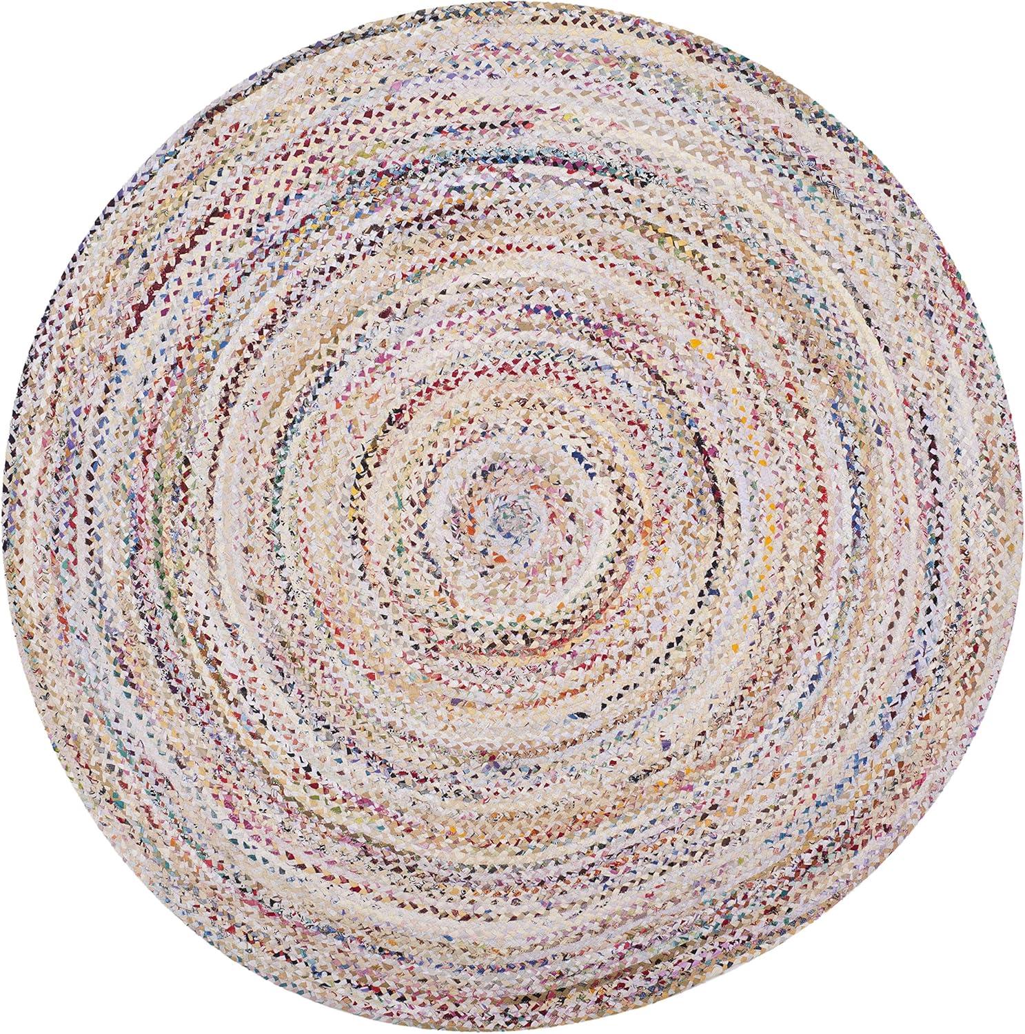image:imageSAFAVIEH Braided Collection Accent Rug 3 x 5 Red amp Multi Handmade Woven Cotton Boho Reversible Style Ideal for Living Room Bedroom BRD210AIvoryMulti