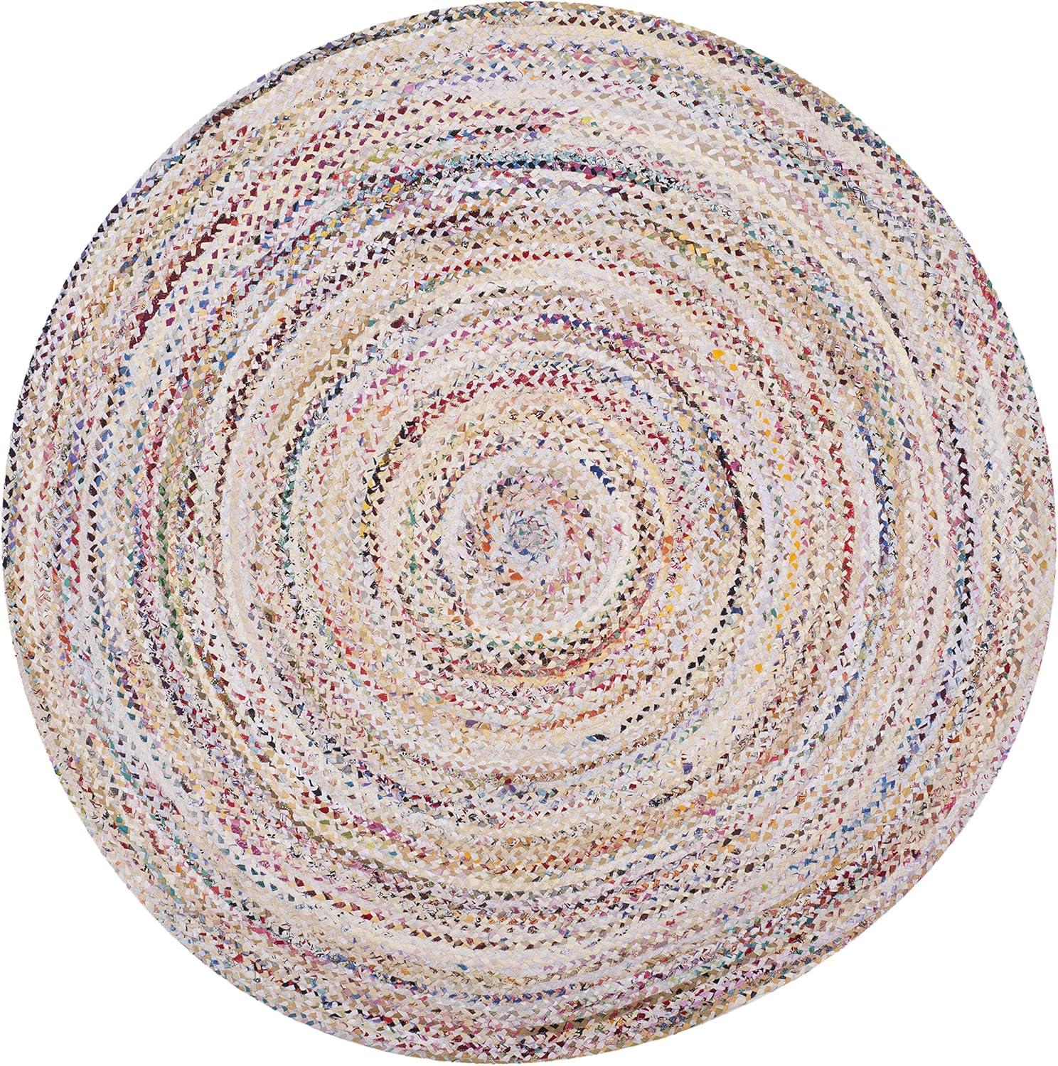 image:imageSAFAVIEH Braided Collection Accent Rug 3 x 5 Red amp Multi Handmade Woven Cotton Boho Reversible Style Ideal for Living Room Bedroom BRD210AIvoryMulti
