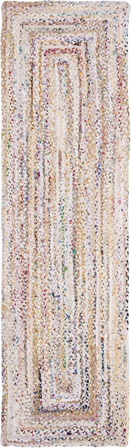 image:imageSAFAVIEH Braided Collection Accent Rug 3 x 5 Red amp Multi Handmade Woven Cotton Boho Reversible Style Ideal for Living Room Bedroom BRD210AIvoryMulti