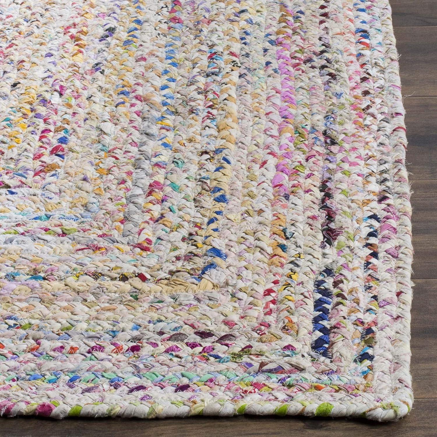 image:imageSAFAVIEH Braided Collection Accent Rug 3 x 5 Red amp Multi Handmade Woven Cotton Boho Reversible Style Ideal for Living Room Bedroom BRD210AIvoryMulti