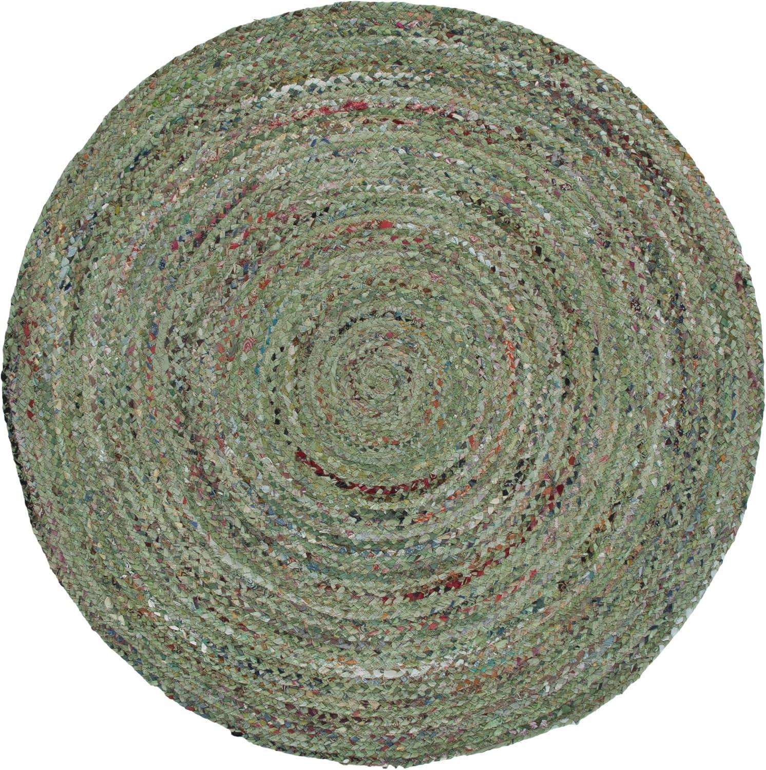 image:imageSAFAVIEH Braided Collection Accent Rug 3 x 5 Red amp Multi Handmade Woven Cotton Boho Reversible Style Ideal for Living Room Bedroom BRD210ALight GreenSage