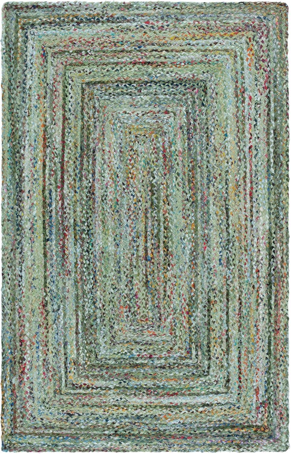 image:imageSAFAVIEH Braided Collection Accent Rug 3 x 5 Red amp Multi Handmade Woven Cotton Boho Reversible Style Ideal for Living Room Bedroom BRD210ALight GreenSage