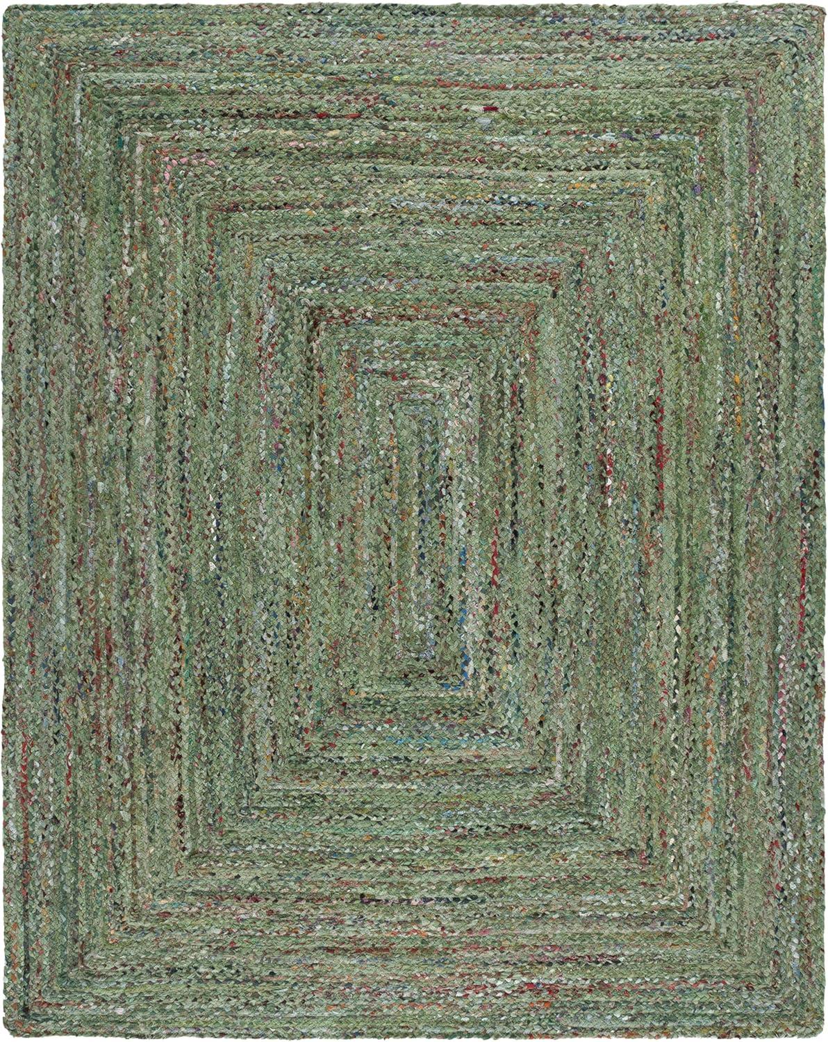 image:imageSAFAVIEH Braided Collection Accent Rug 3 x 5 Red amp Multi Handmade Woven Cotton Boho Reversible Style Ideal for Living Room Bedroom BRD210ALight GreenSage