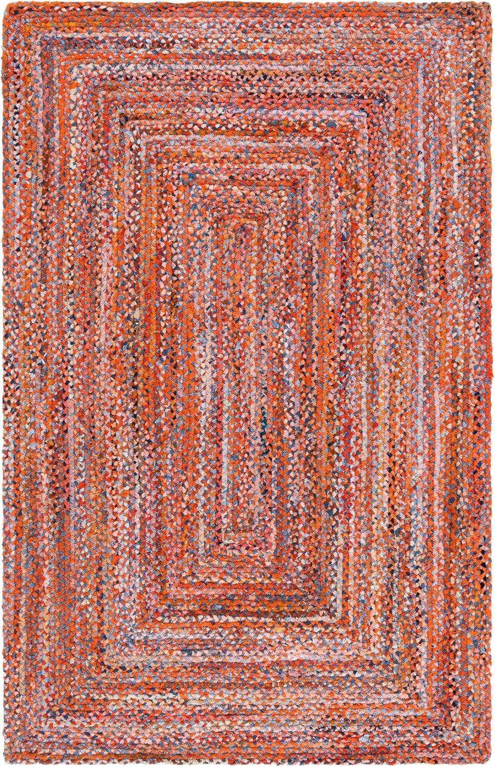 image:imageSAFAVIEH Braided Collection Accent Rug 3 x 5 Red amp Multi Handmade Woven Cotton Boho Reversible Style Ideal for Living Room Bedroom BRD210AOrangeRust