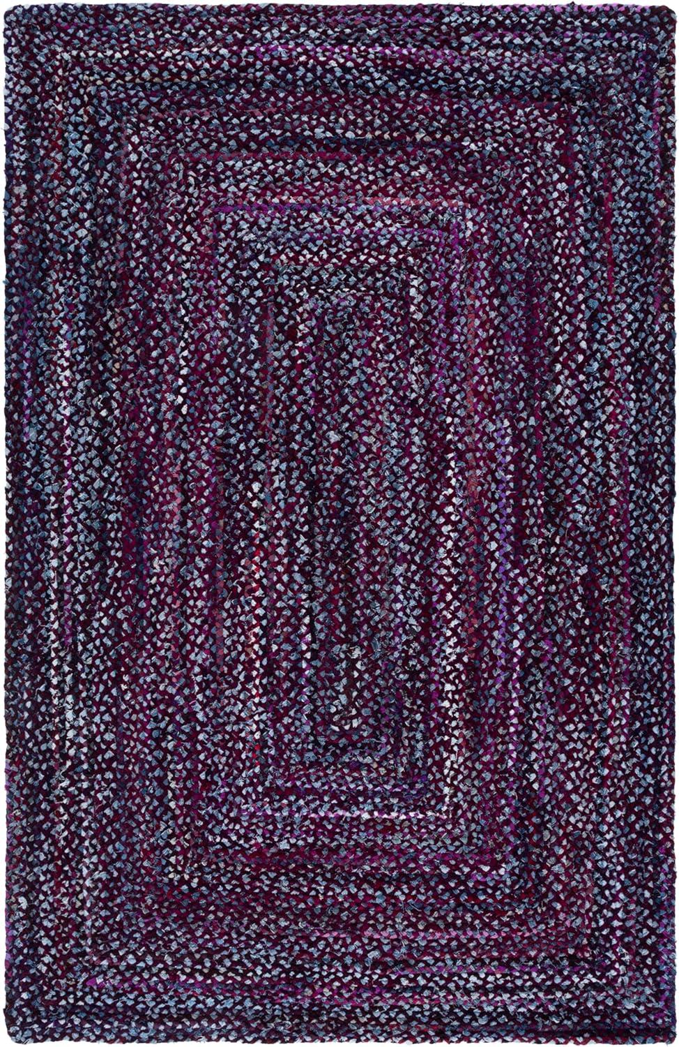 image:imageSAFAVIEH Braided Collection Accent Rug 3 x 5 Red amp Multi Handmade Woven Cotton Boho Reversible Style Ideal for Living Room Bedroom BRD210APurpleBlue
