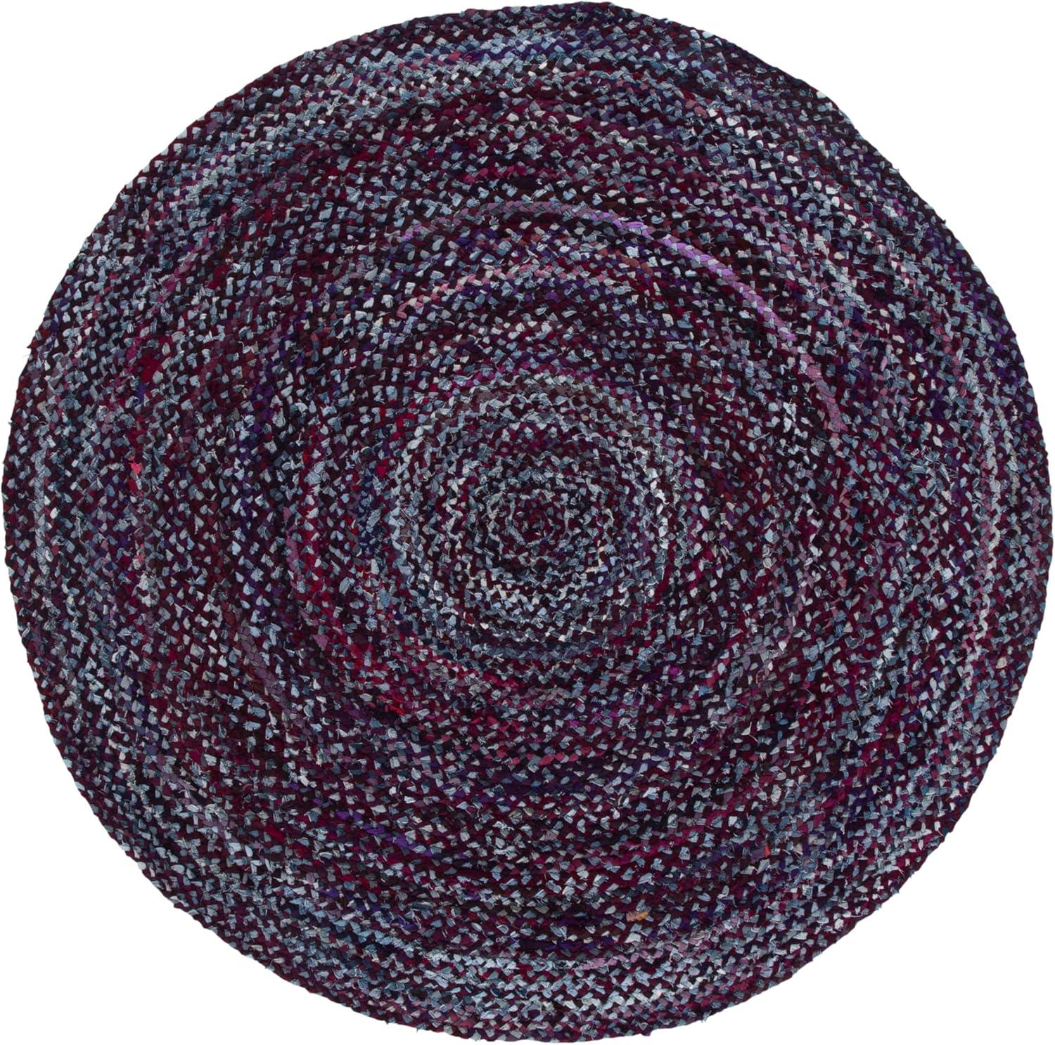 image:imageSAFAVIEH Braided Collection Accent Rug 3 x 5 Red amp Multi Handmade Woven Cotton Boho Reversible Style Ideal for Living Room Bedroom BRD210APurpleBlue